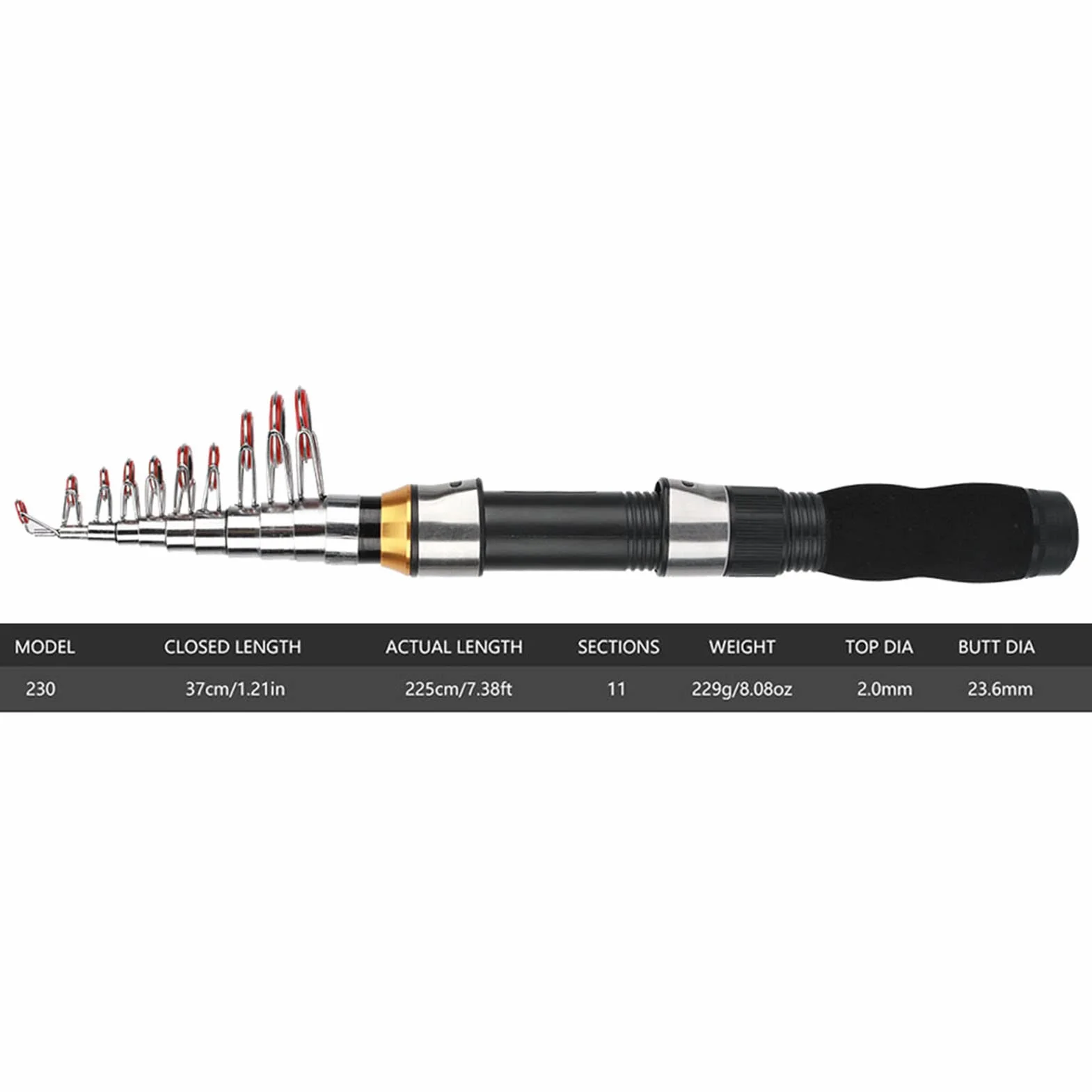 Caña de Pescar Portátil para Hielo y Mar, Diseño Compacto, Mini Herramienta de Pesca, Modelo 28049-100