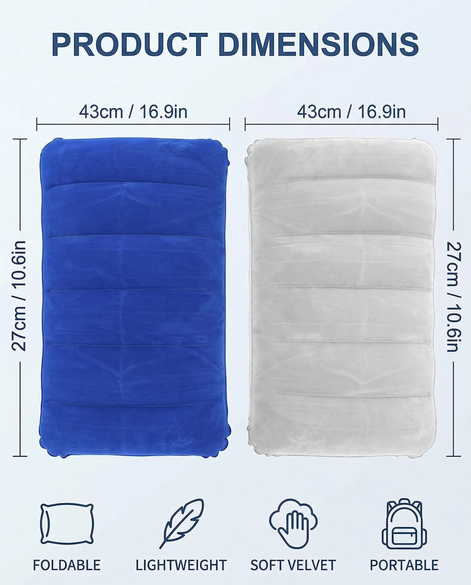 2 piezas Almohadas Inflables de Viaje para Acampar Almohada para Inflar Almohadas de Camping Hinchables Almohada de Viaje Cojín de Aire para Playa, Senderismo