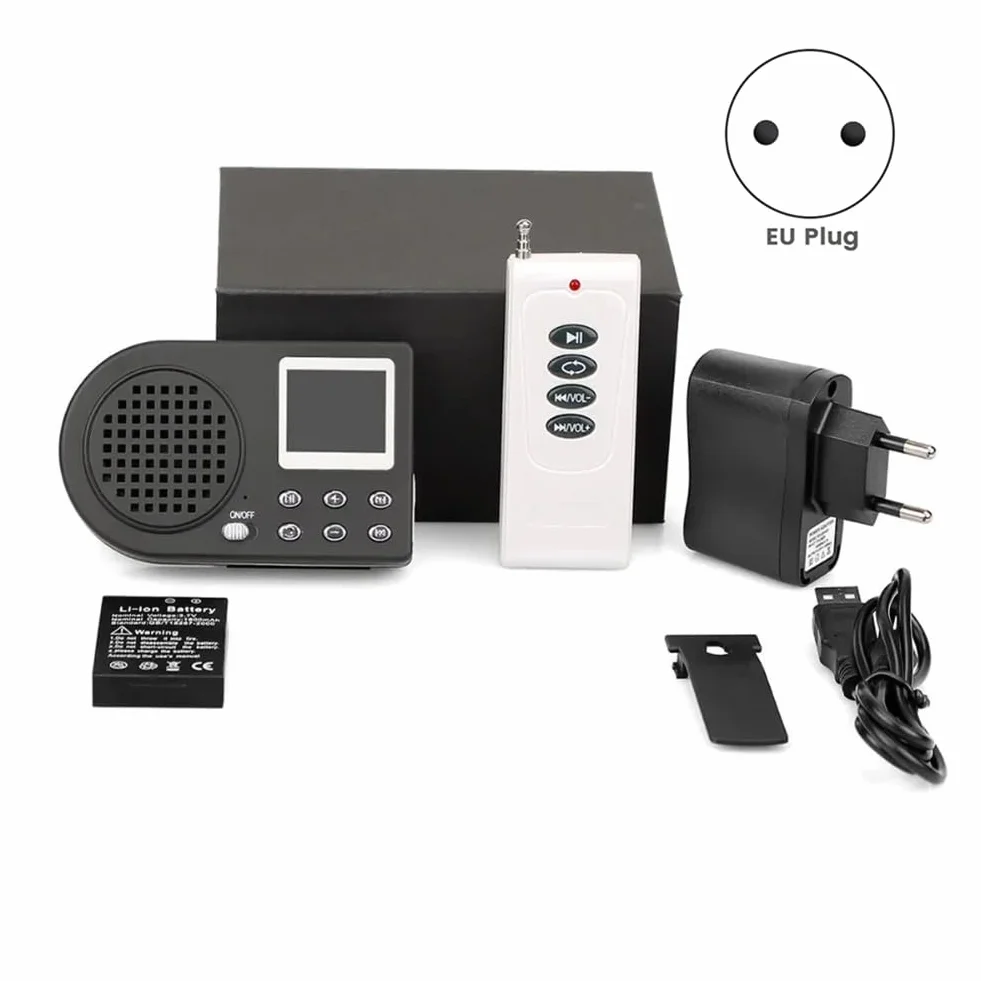 Llamador de Pájaros con Altavoz, Reproductor MP3 Digital, Control Remoto, Enchufe UE