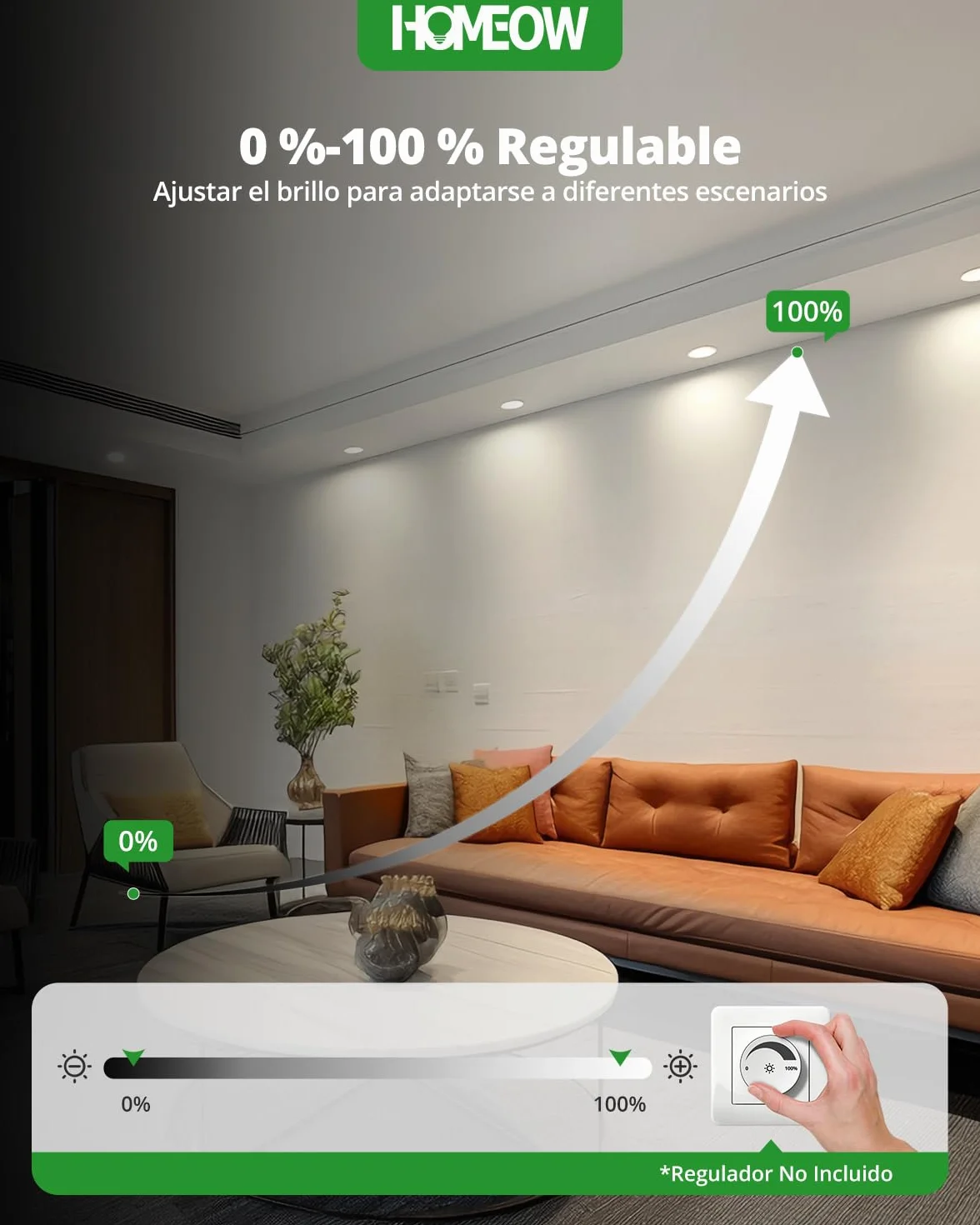 HOMEOW Downlight LED Techo Empotrable Regulable 7W 220V 3CCT IP44 Focos LED Interior Baño