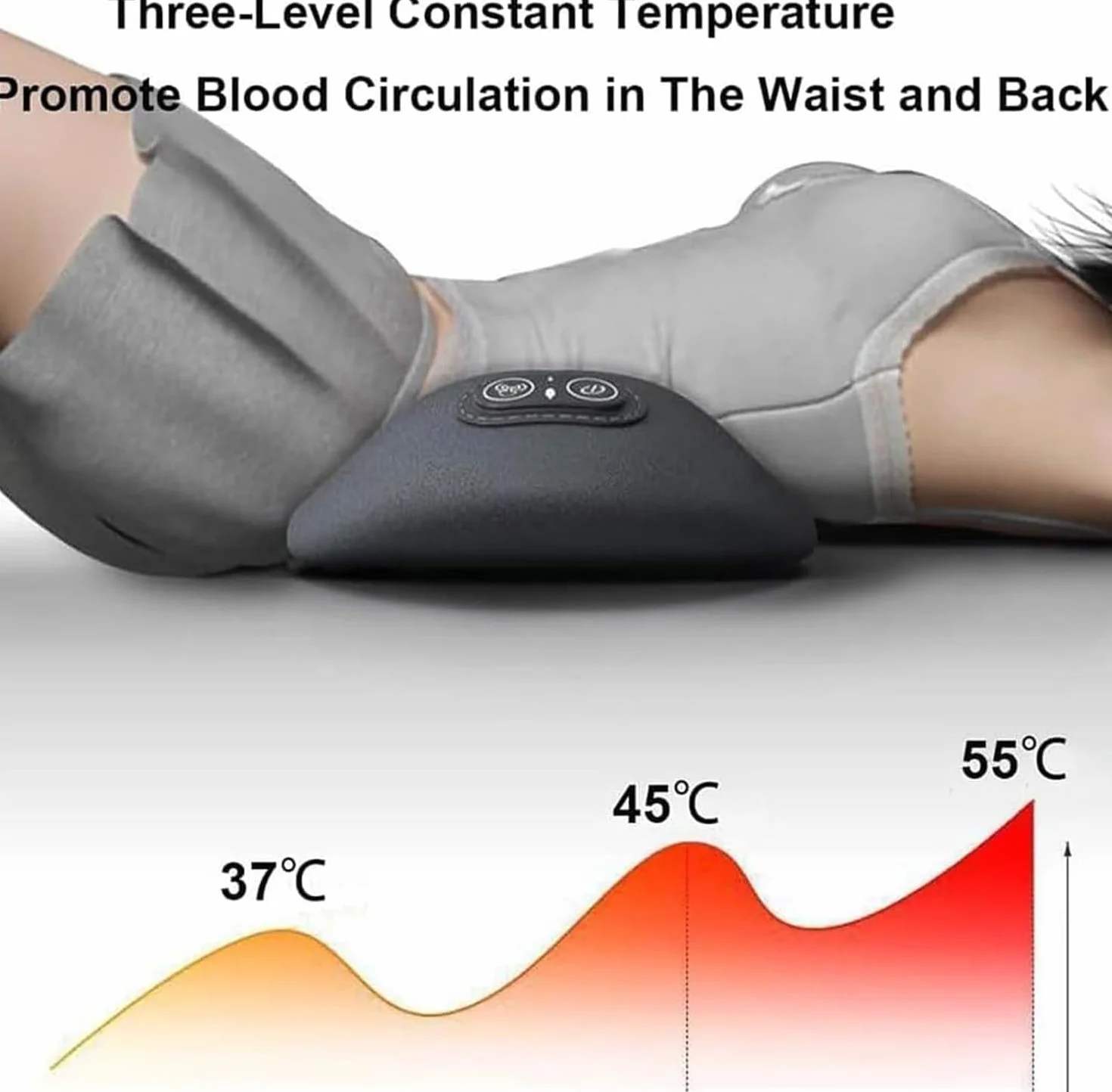 Masajeador Eléctrico 3 en 1 para Ciática, Tracción, Vibración y Calor, Soporte Lumbar Ergonómico Negro
