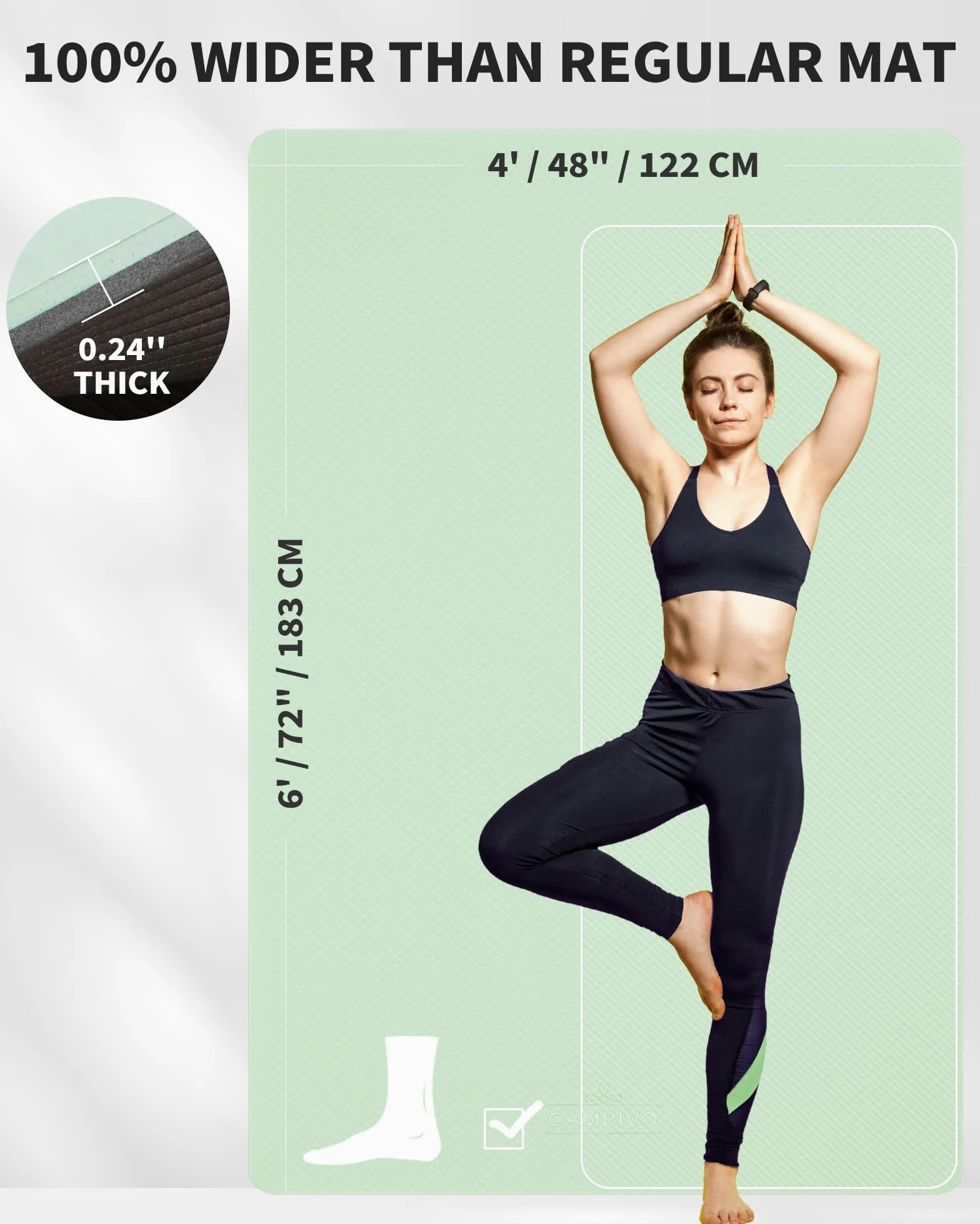 CAMBIVO Esterilla Yoga Grande 183x122cm | Pilates Fitness TPE Antideslizante, Colchoneta Gimnasia Gruesa para Ejercicio en Casa, Gimnasio, Deporte