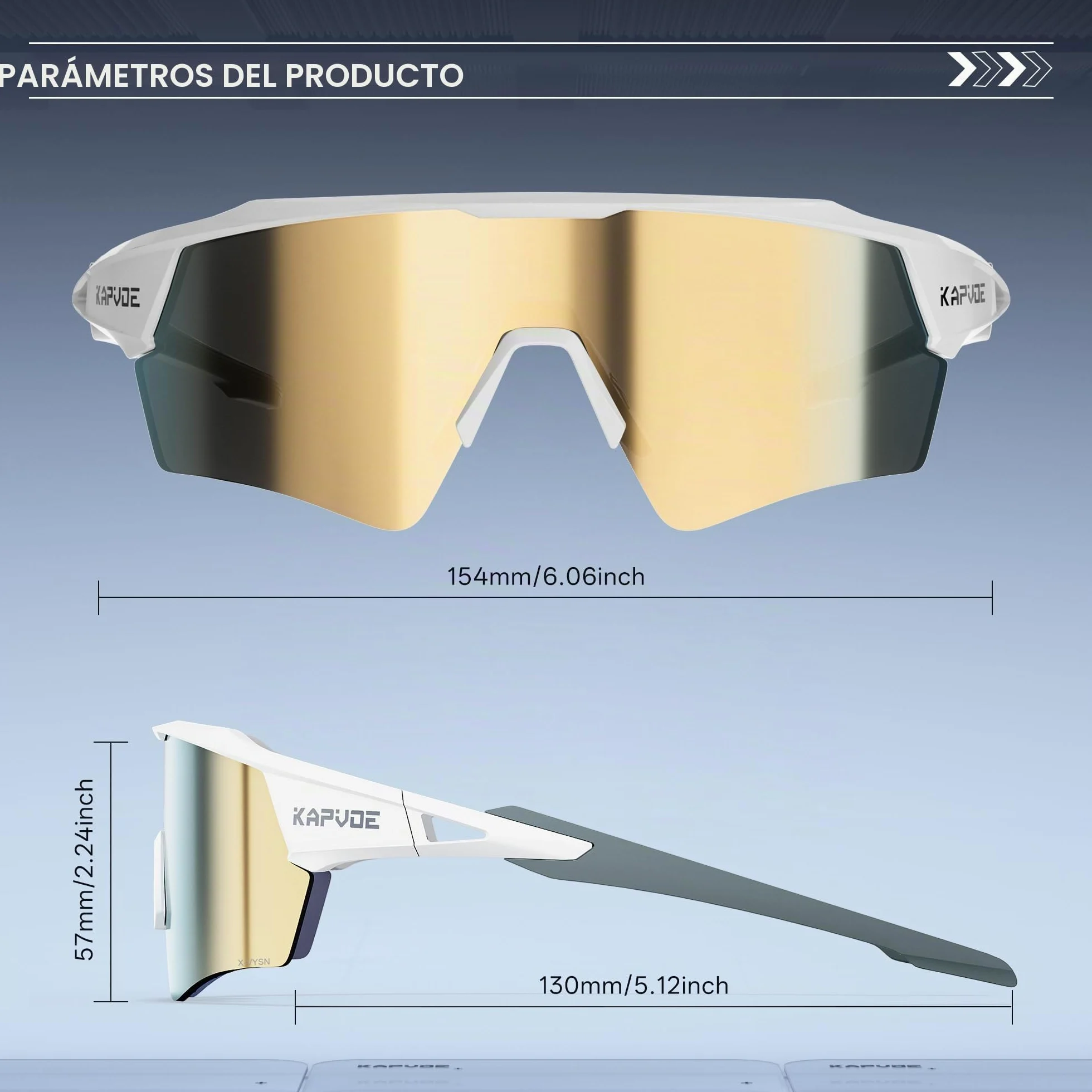 KAPVOE Gafas de Ciclismo 2 Lentes X-VYSN UV400 Hombre Mujer K198 | 2 lentes intercambiables, alto contraste X-VYSN, UV400, patillas flexibles con núcleo metálico