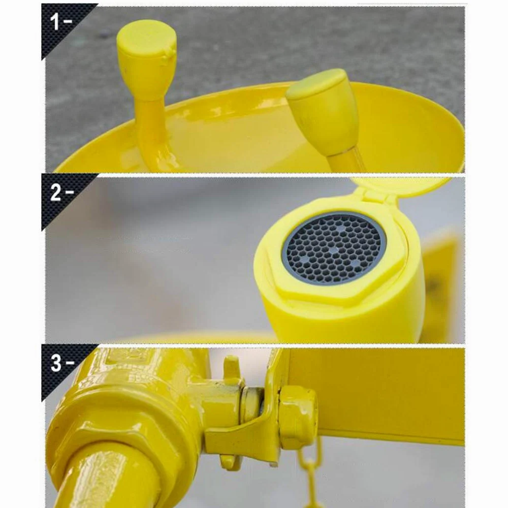 Estación lavaojos de pared, ducha de emergencia, sistema de ducha de seguridad dma de ducha de seguridad de acero inoxidable, estación de lavado de ojos y rostro, revestimiento ABS llamativo