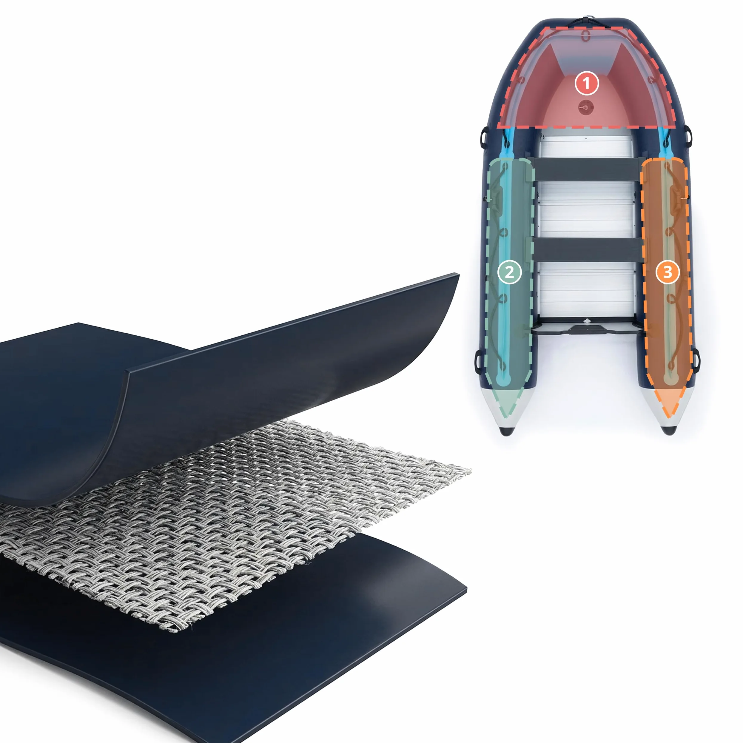 Relaxdays Set Bote Hinchable, 4 Personas, 3,20 m, remos, Bomba & Bolsa, Fondo de Aluminio, para Pesca, Azul y Blanco