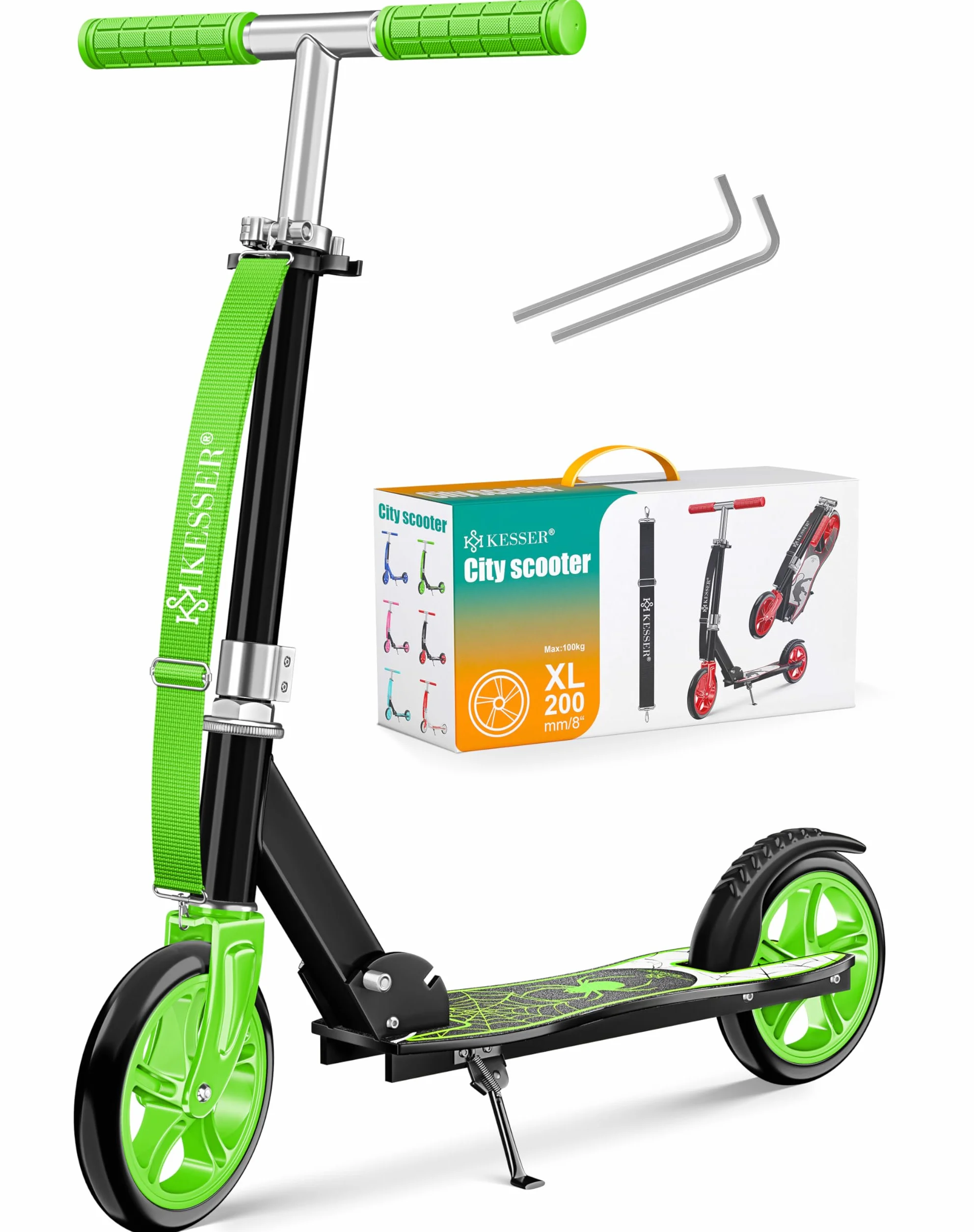 KESSER City Scooter Plegable para Niños, Patinete Regulable en Altura hasta 100 kg, Freno Trasero