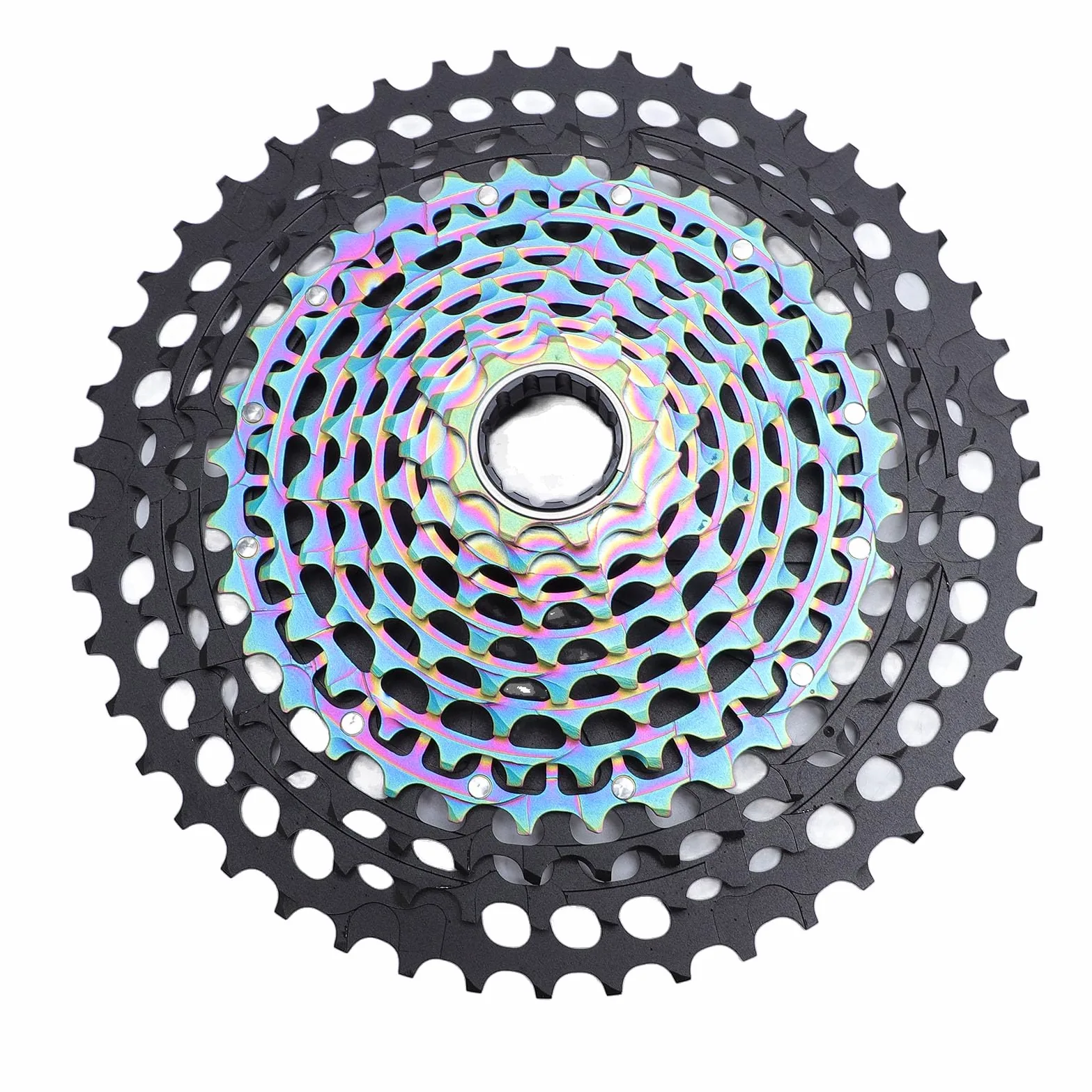 Drfeify Caseta de Bicicleta de 12 Velocidades, Aleación de Aluminio CNC Hollow Climbing Gear 9-46 Cassette de Bicicleta Rococal