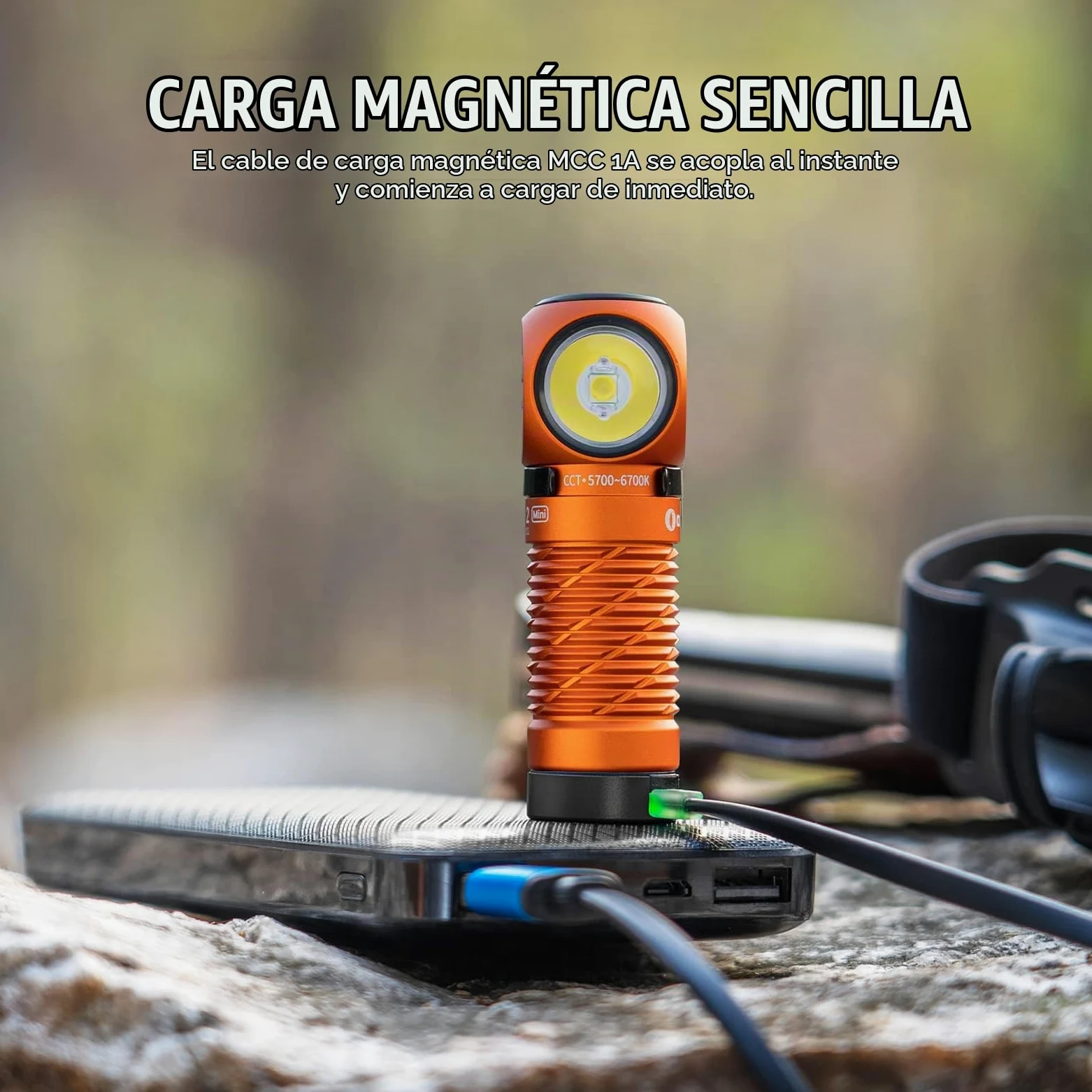 OLIGHT Perun 2 Mini Linterna Frontal USB Recargable 1100 Lumens 10 Días Máx | Cabeza Frontal LED Alta Potencia Luz Blanco y Rojo Regulable, 150 Metros, Impermeable IPX8, Carpfishing, Camping, Naranja