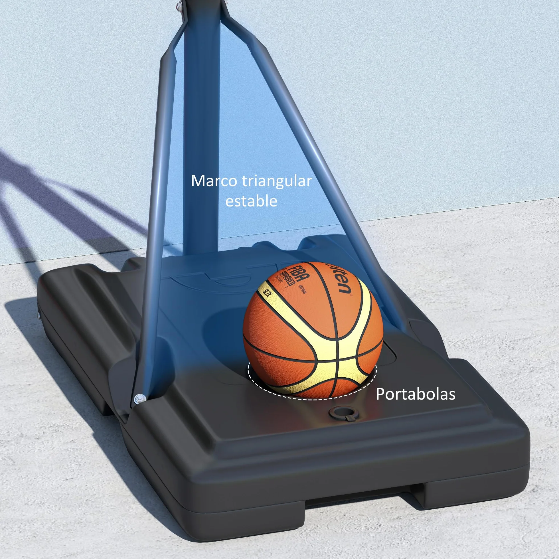SPORTNOW Canasta de Baloncesto Exteriores Interiores Altura Regulable 235-305 cm Portátil con Base Rellenable Ruedas Negra