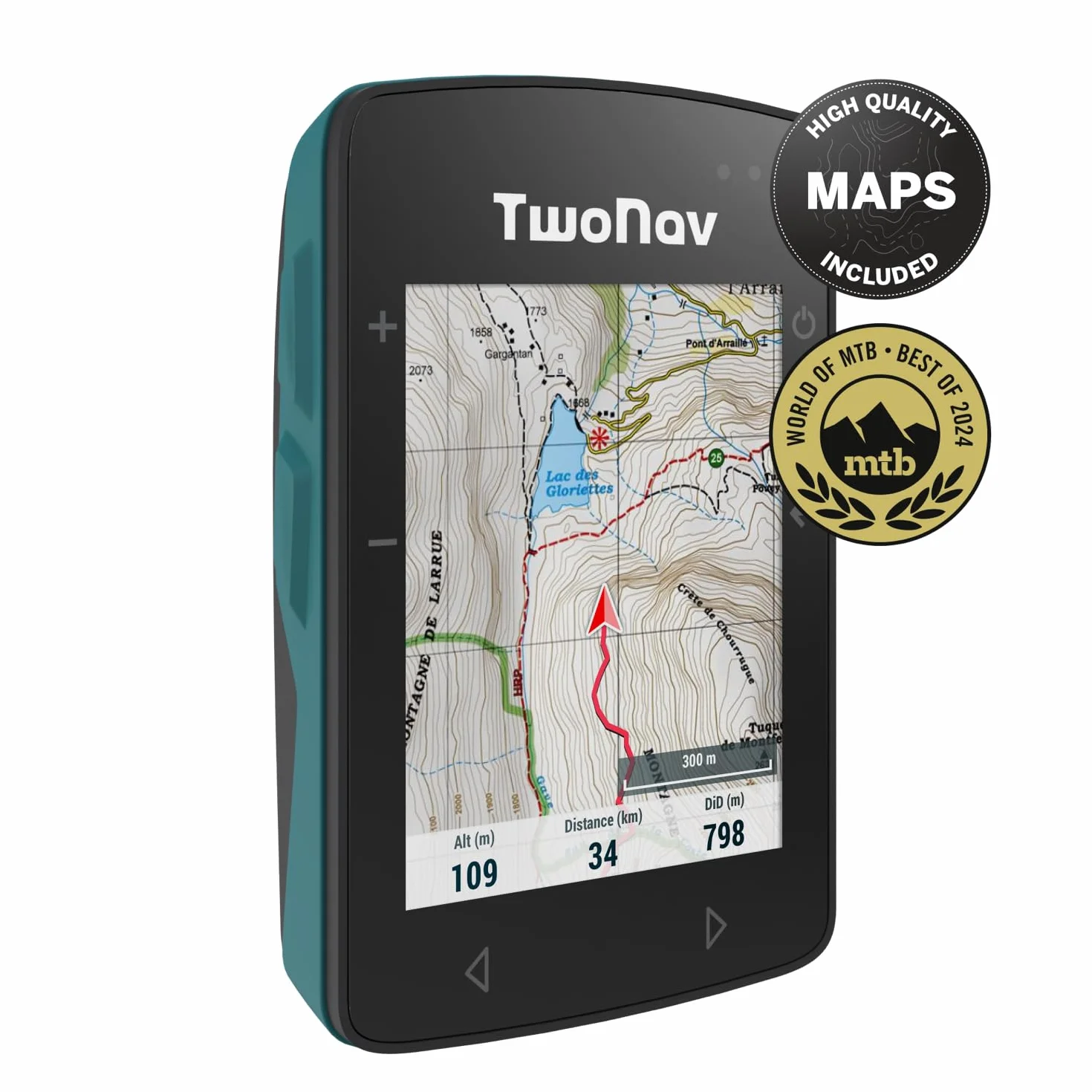 TwoNav Roc + Pulsómetro Pecho, GPS con Pantalla 2.7 Pulgadas para MTB, Ciclismo, Gravel o bikepacking con mapas incluidos. Color Turquesa