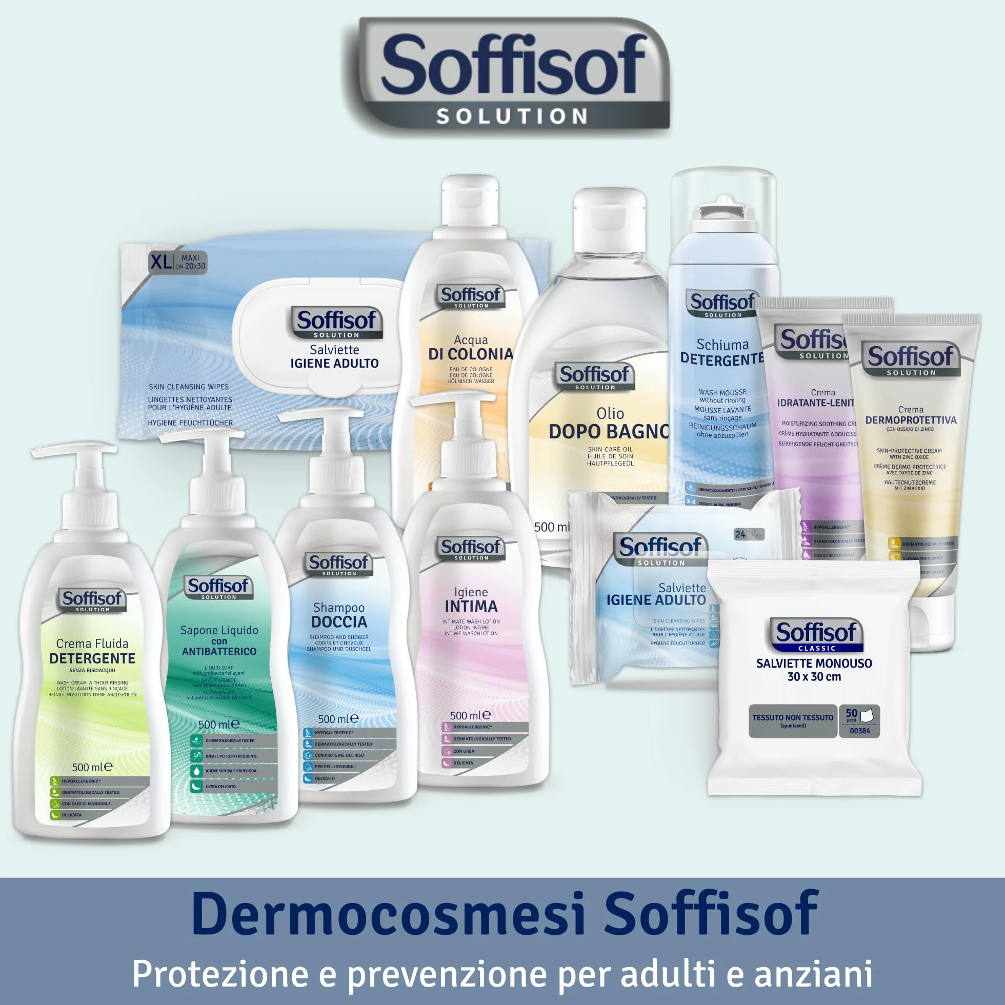 Soffisof Toallitas Húmedas Adultos XL 20x30 cm 240 Unidades - Higiene Corporal Sin Aclarado para Piel Sensible