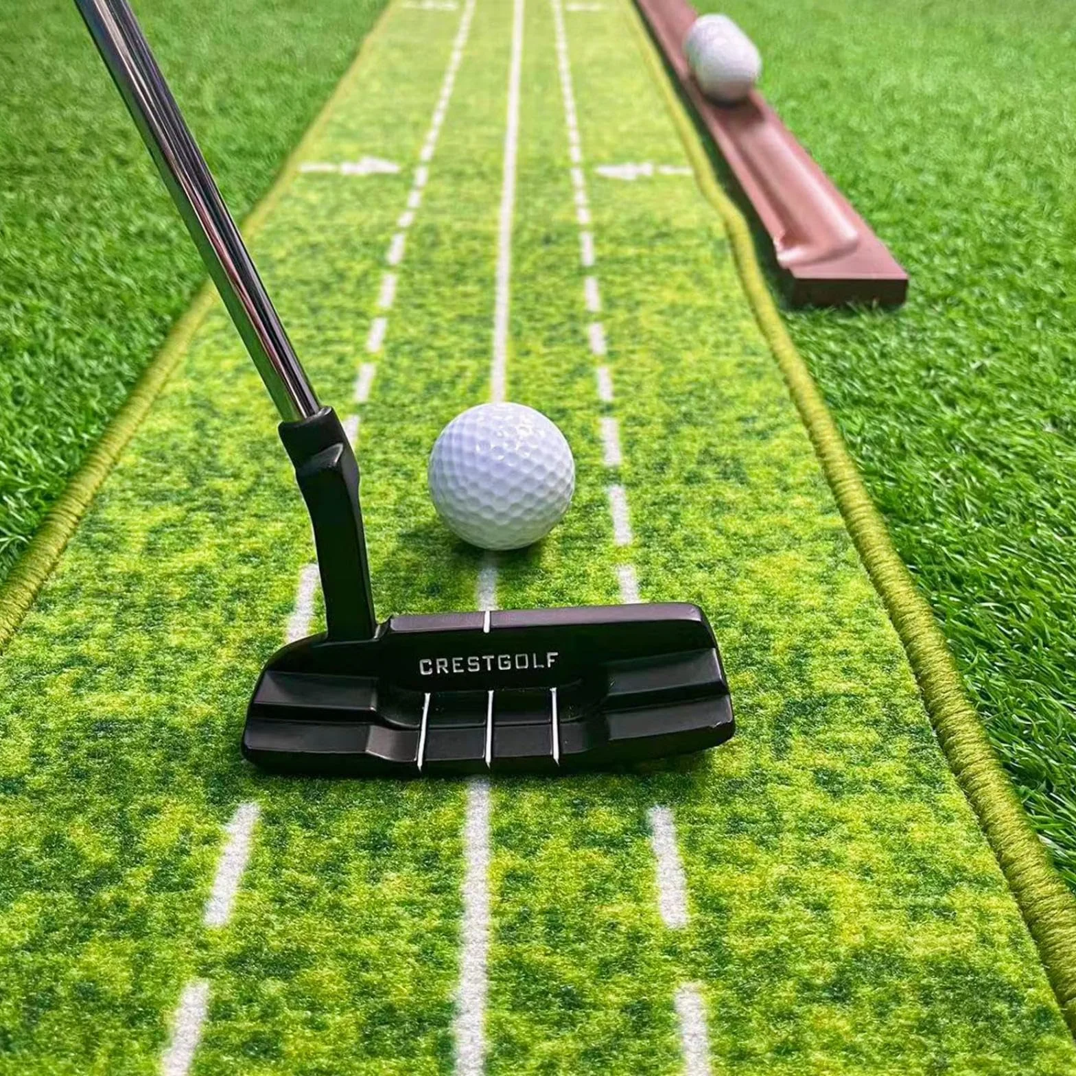 CRESTGOLF Alfombras De Putting para Golf 2,9 x 0,45 m con Pista de Retorno Engrosada y función automática. Ejercicio en Interiores y Exteriores para Principiantes y Aficionados Golf Putting Trainer