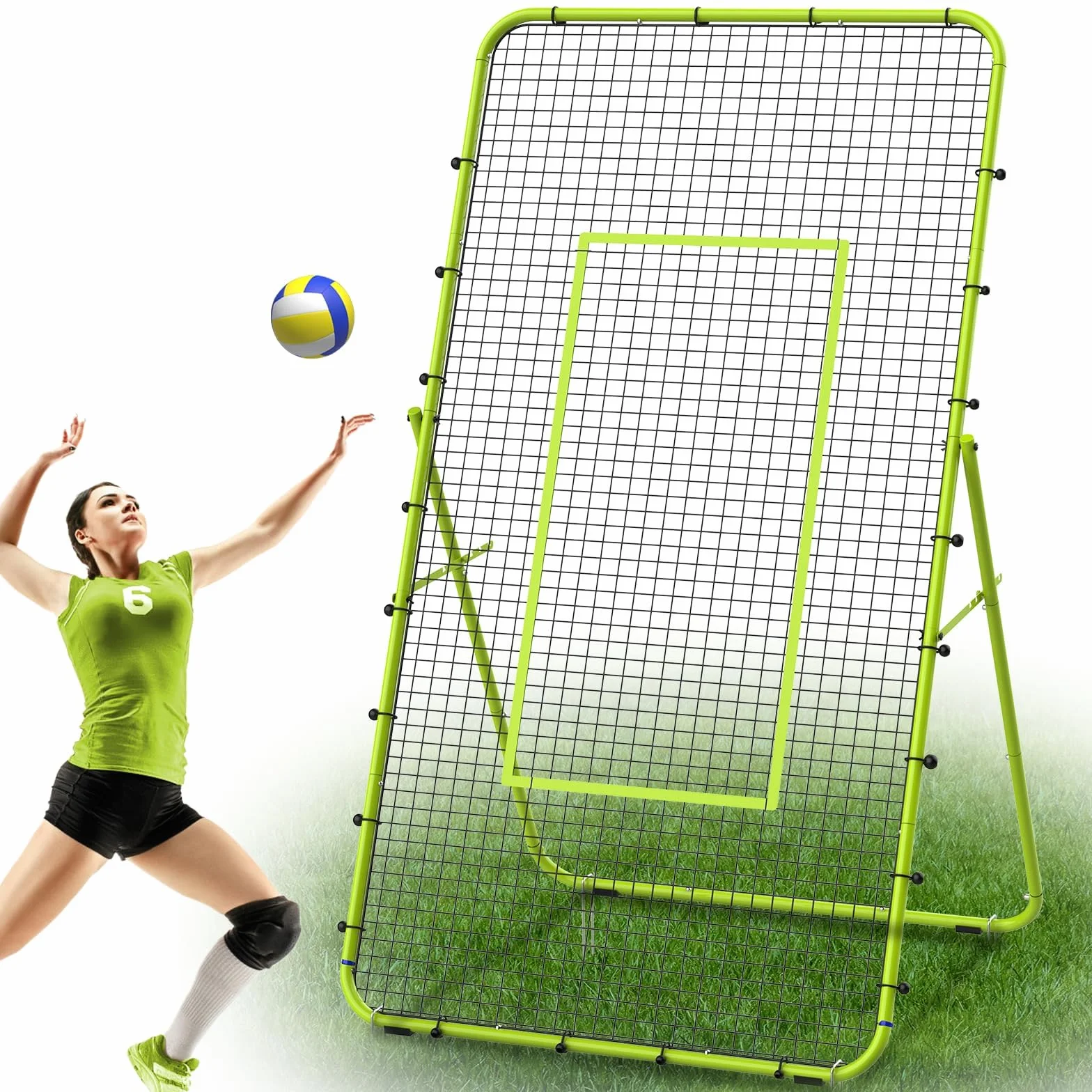 LIANTRAL Red de Voleibol Ajustable de 5 Ángulos, Fútbol Béisbol Rebounder Net, Equipo de Entrenamiento con Zona de Golpe