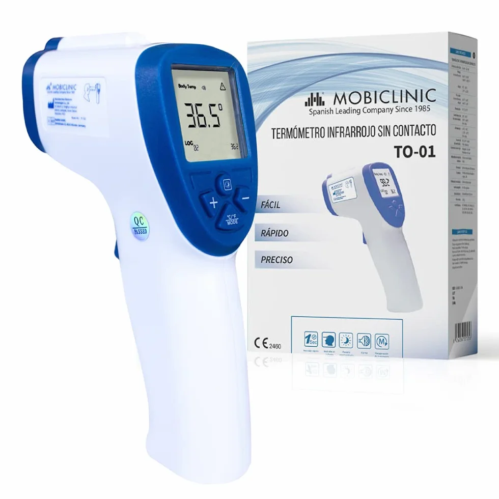 Mobiclinic Termómetro digital infrarrojos sin contacto TO-01 Pantalla LCD Alarma fiebre