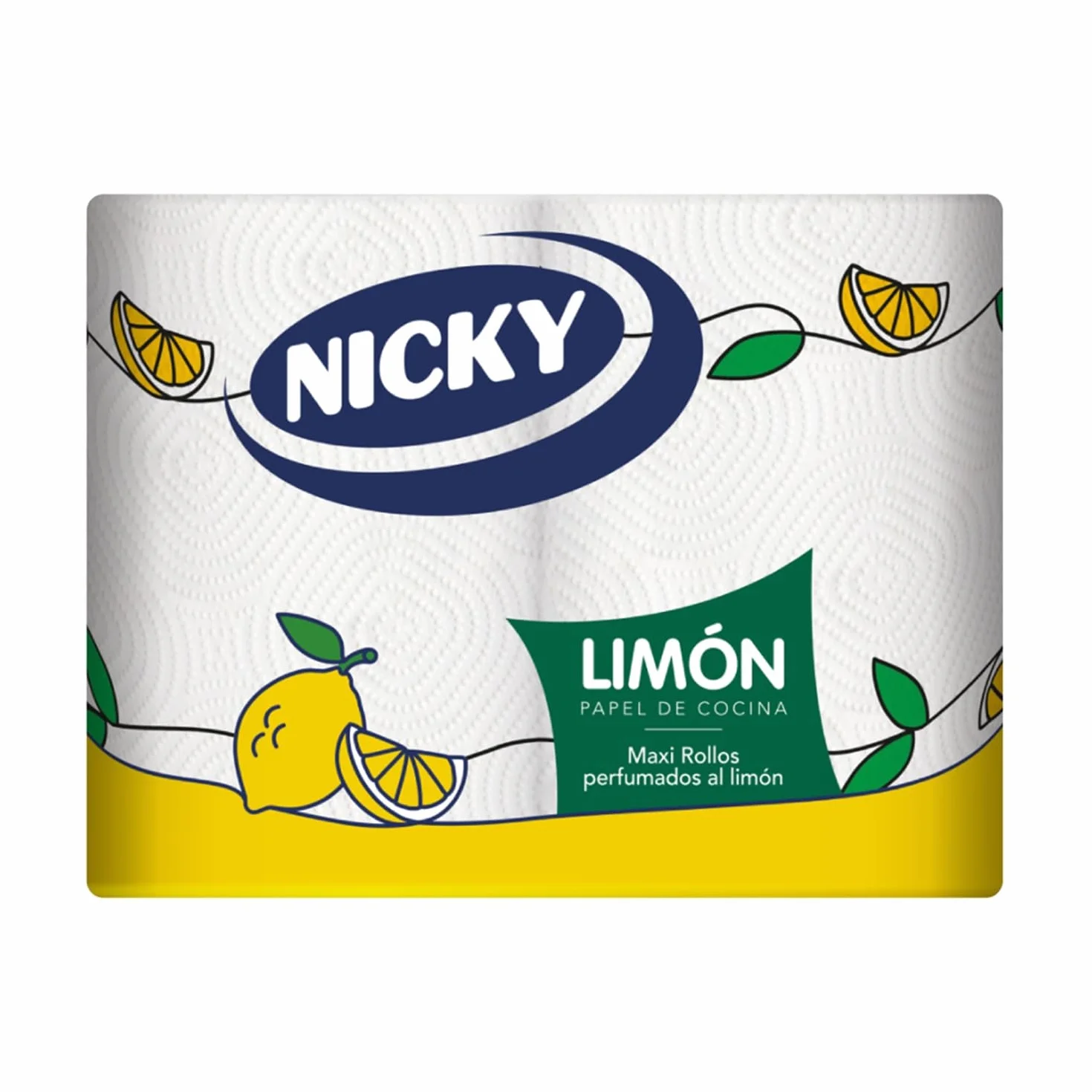 Nicky Limón Papel de Cocina 2 Rollos 2 Capas 100 Hojas Super Absorbente Perfumado Limón Fsc