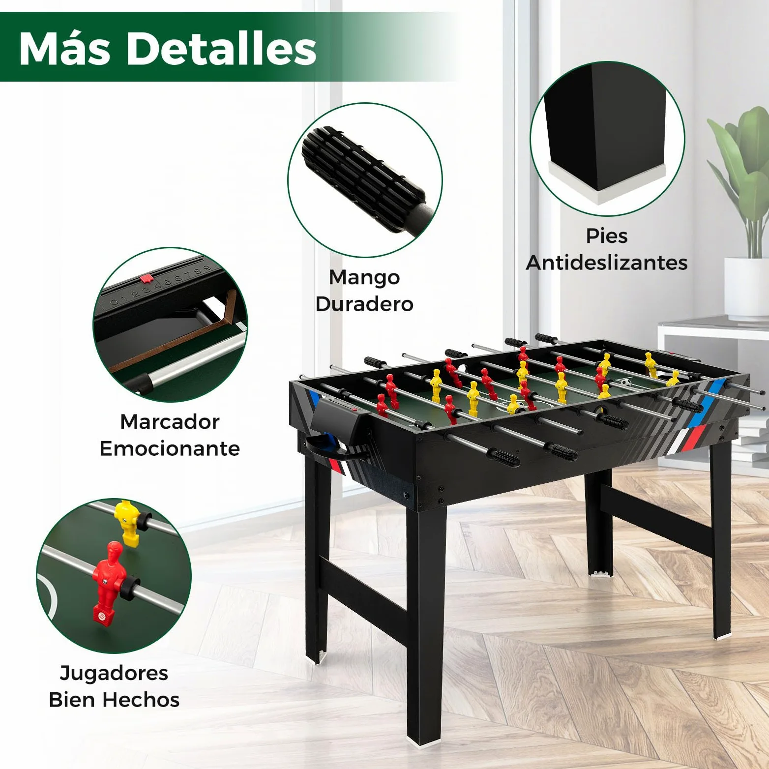 RELAX4LIFE 4 en 1 Juegos de Mesa Apilable para Niños y Adultos, Futbolín, Hockey, Billar, Tenis de Mesa con 18 Accesorios para Salas de Juegos y Bares, Regalo Cumpleaños o Navidad, 125x97x83cm