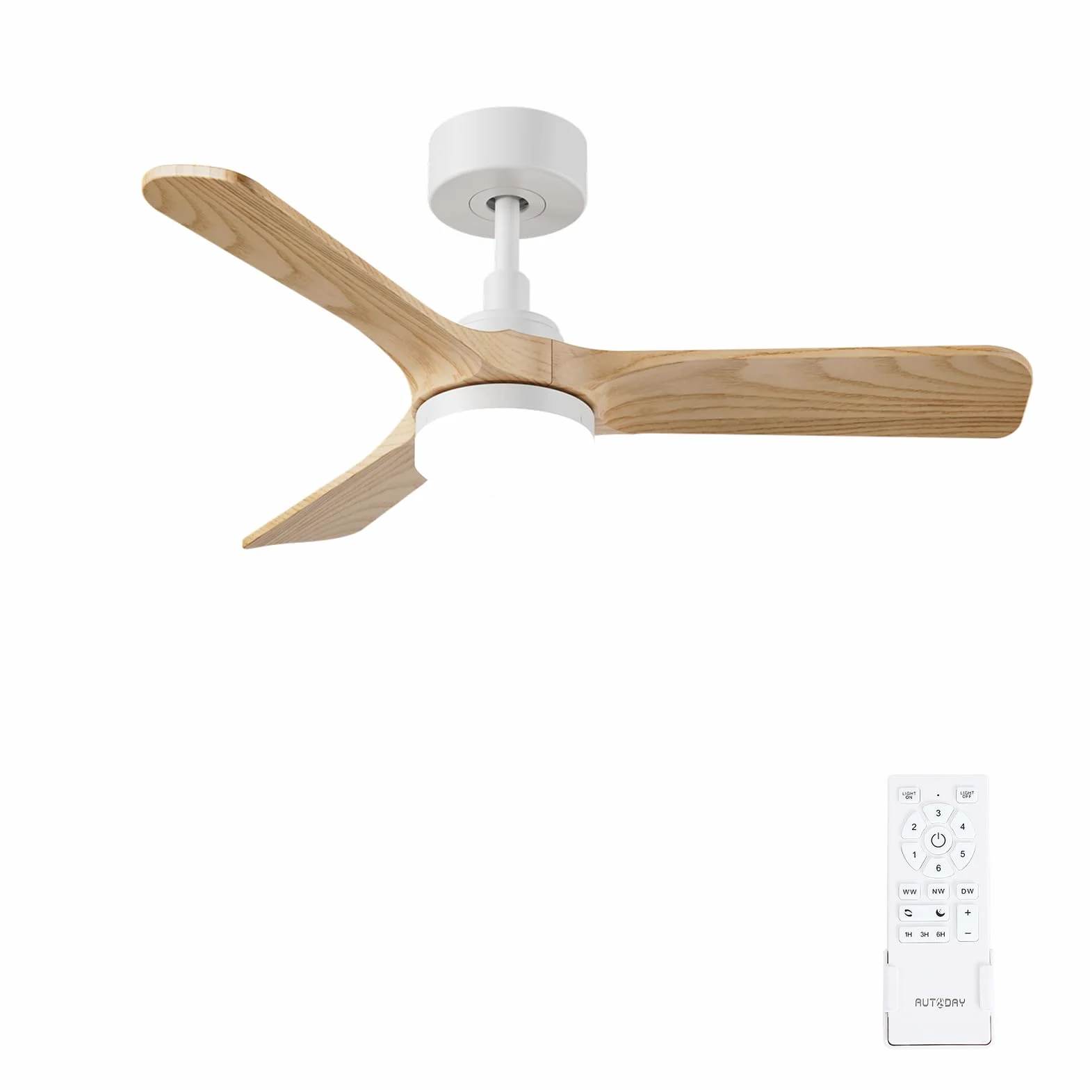 Ventilador de techo con Luz LED 90 cm 30 W Ultra Silencioso 3 Aspas Reversibles Mando Distancia Temporizador 1/3/6H Verano-Invierno 6 velocidades