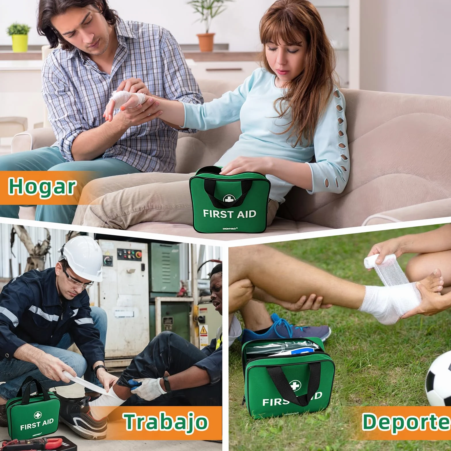 HONYAO Botiquín de Primeros Auxilios 180 Piezas, Kit Completo para Hogar Coche Viaje, Verde