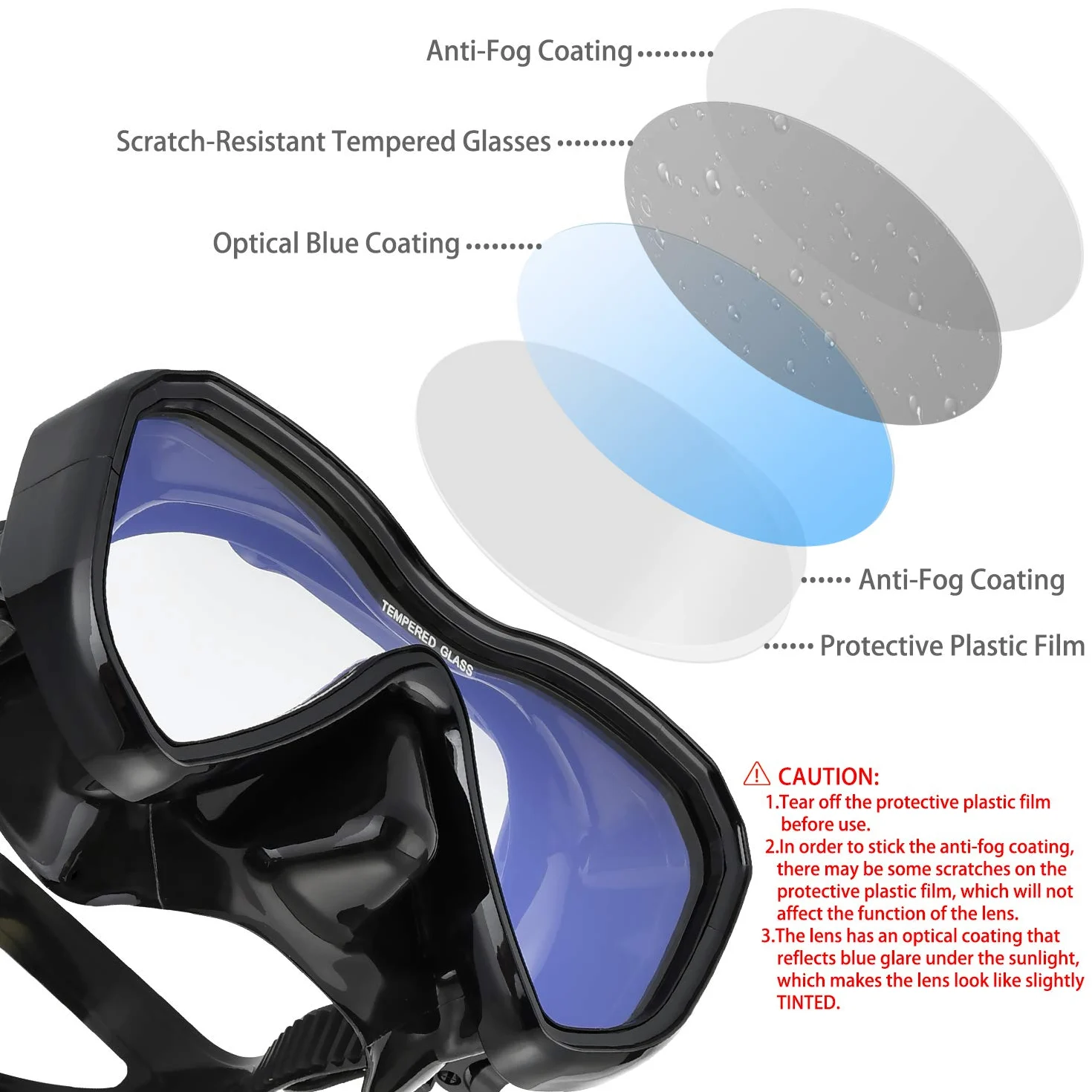 Gafas Buceo, Mascara Snorkel con Visión Panorámica Antivaho y Tubo Seco Antifugas, Equipo para Adultos y Jóvenes, Bolsa para Kit Incluida