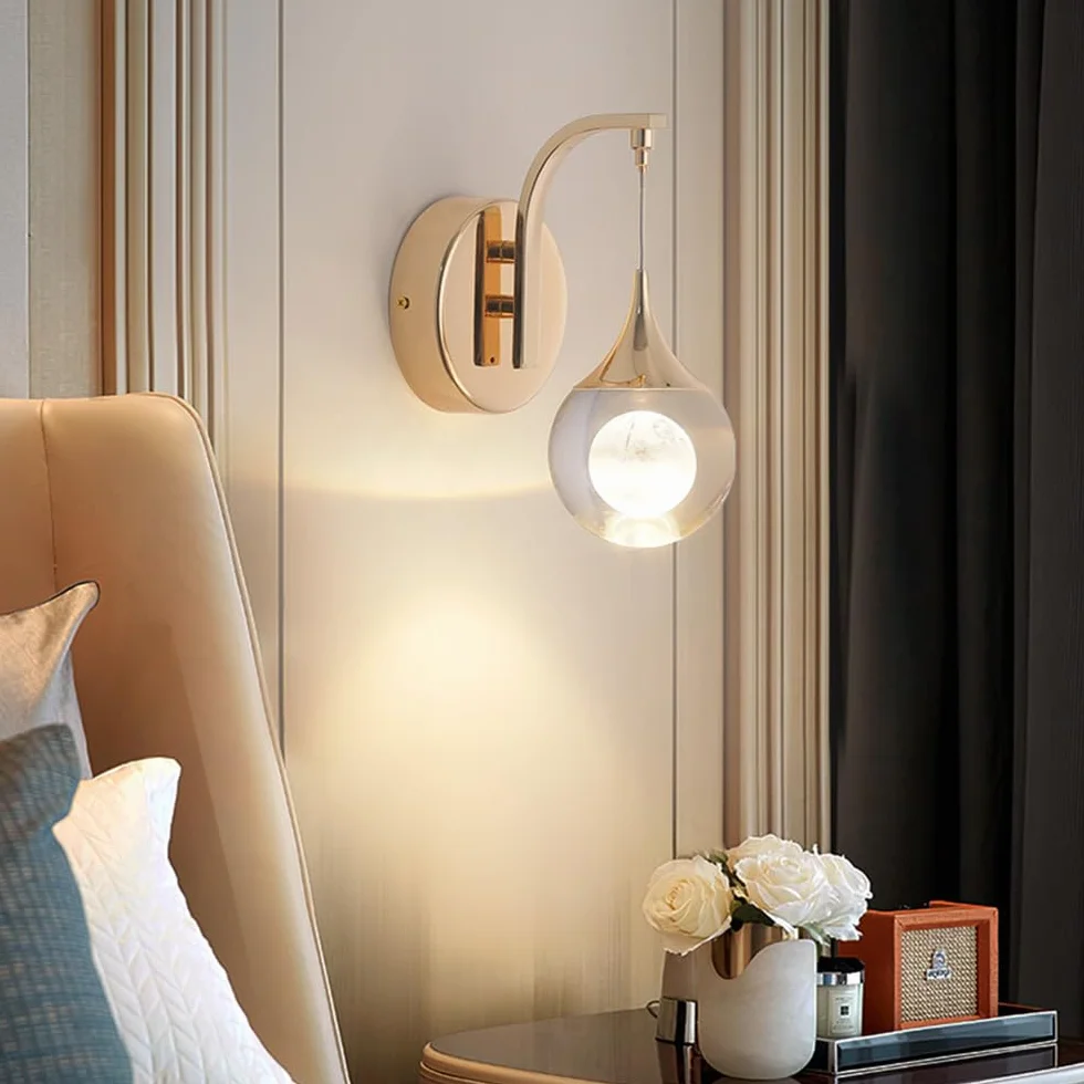 Lámpara de Pared Nórdica Cristal LED para Hogar Sala de Estar Dormitorio Decoración