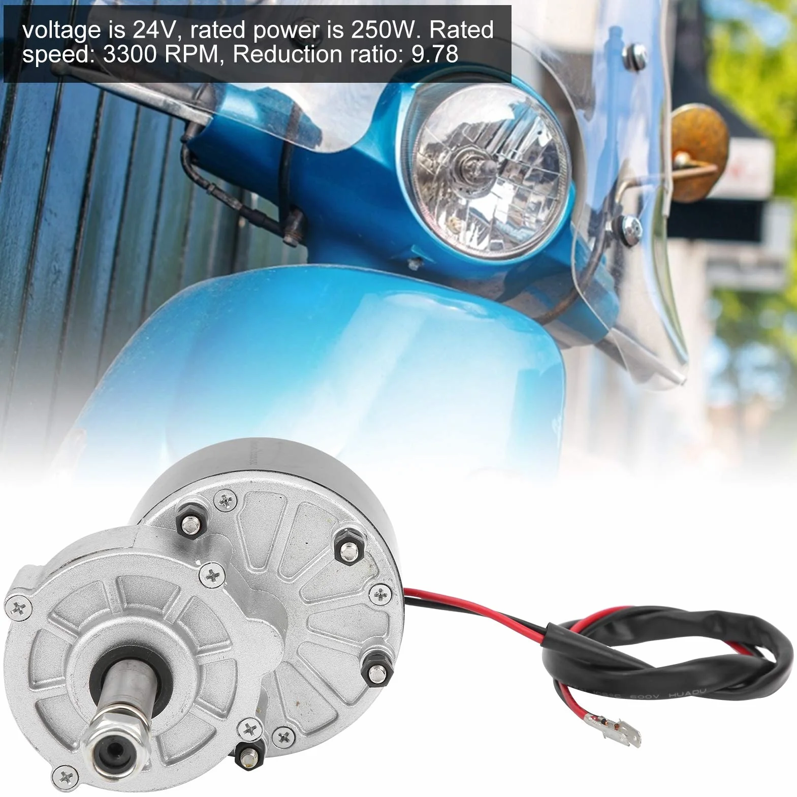 Motor Eléctrico, Motor de Reducción de Engranajes de Scooter Eléctrico de 24 V 250 W para Silla de Ruedas de Scooter de Equilibrio con Aleación de Aluminio de Alta Velocidad
