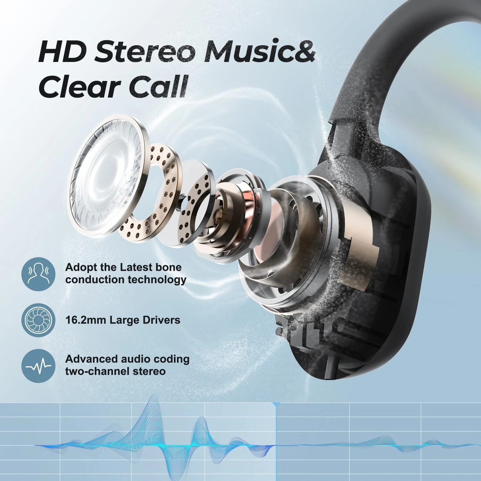 Auriculares de sonido huesos, Bluetooth 5.3, IP68, impermeables, para nadar con micrófono, conducción ósea, auriculares con reproductor de MP3, 32 GB, para correr, ciclismo, natación