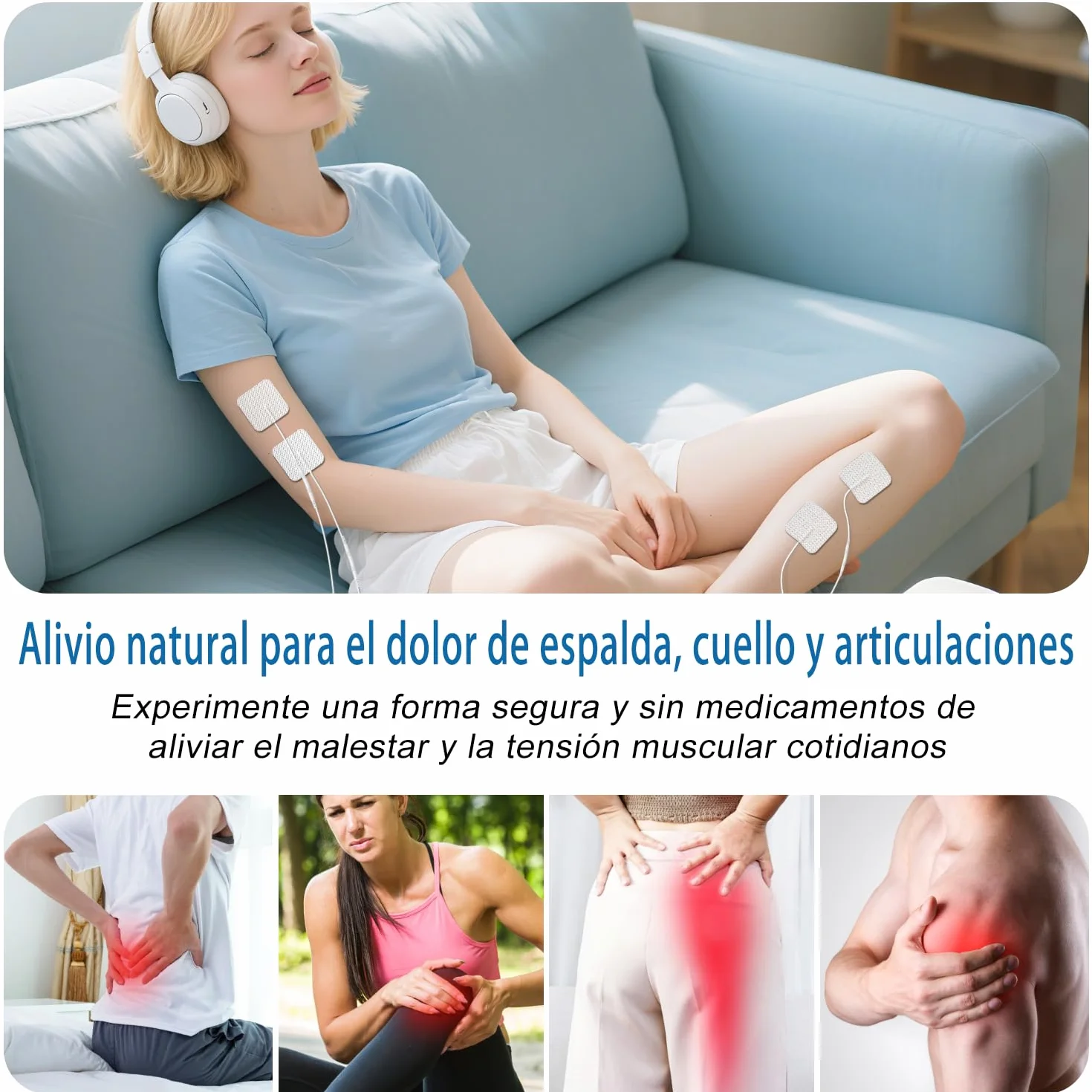 GHTENS Electroestimulador Muscular 5 en 1 Recargable 80 Modos TENS/EMS/RUSS/IF/DIY Masaje 2 Canales 16 Intensidades Alivio Dolor Blanco