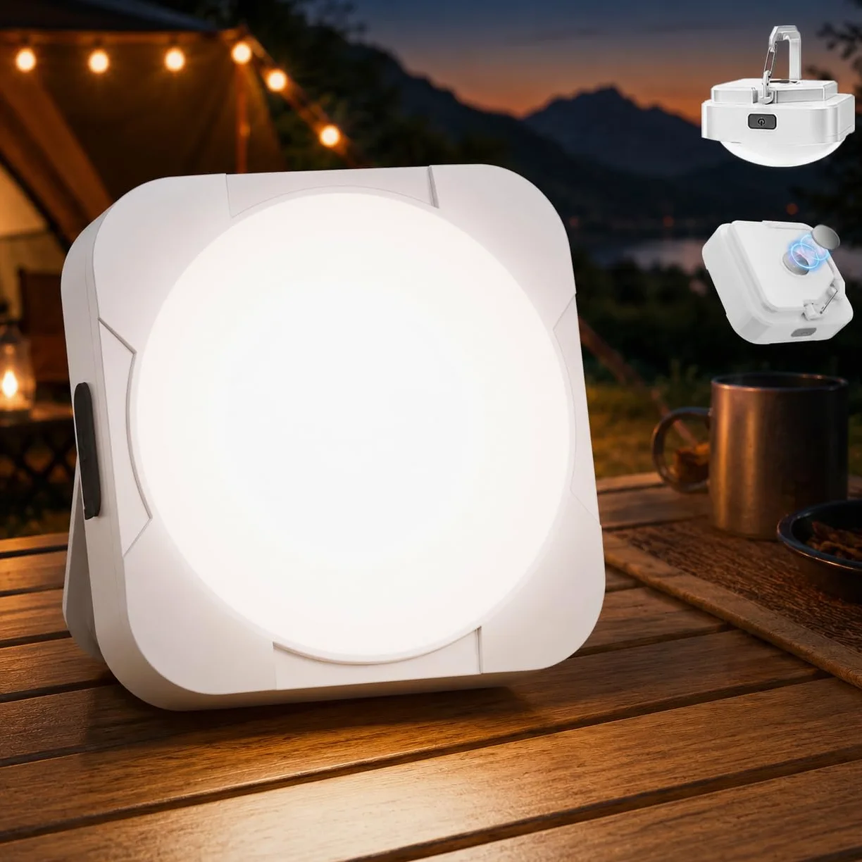 Linterna LED recargable para acampar: 2000 mAh, luz de tienda de campaña con imán, linterna impermeable esencial para camping, senderismo, corte de energía, emergencia, supervivencia, mochilero