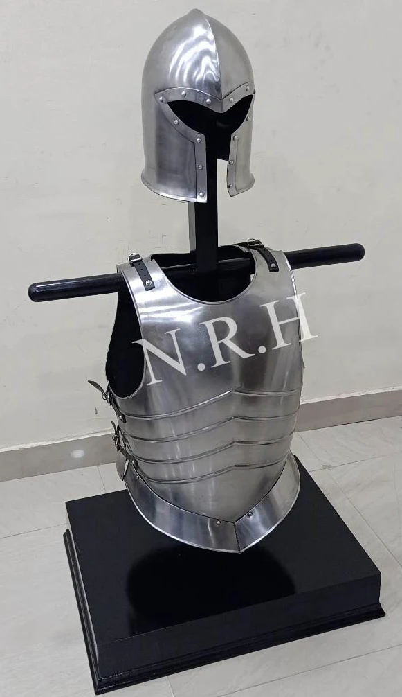 Casco Barbuta Medieval Armor - Conjunto de Chaqueta Muscular