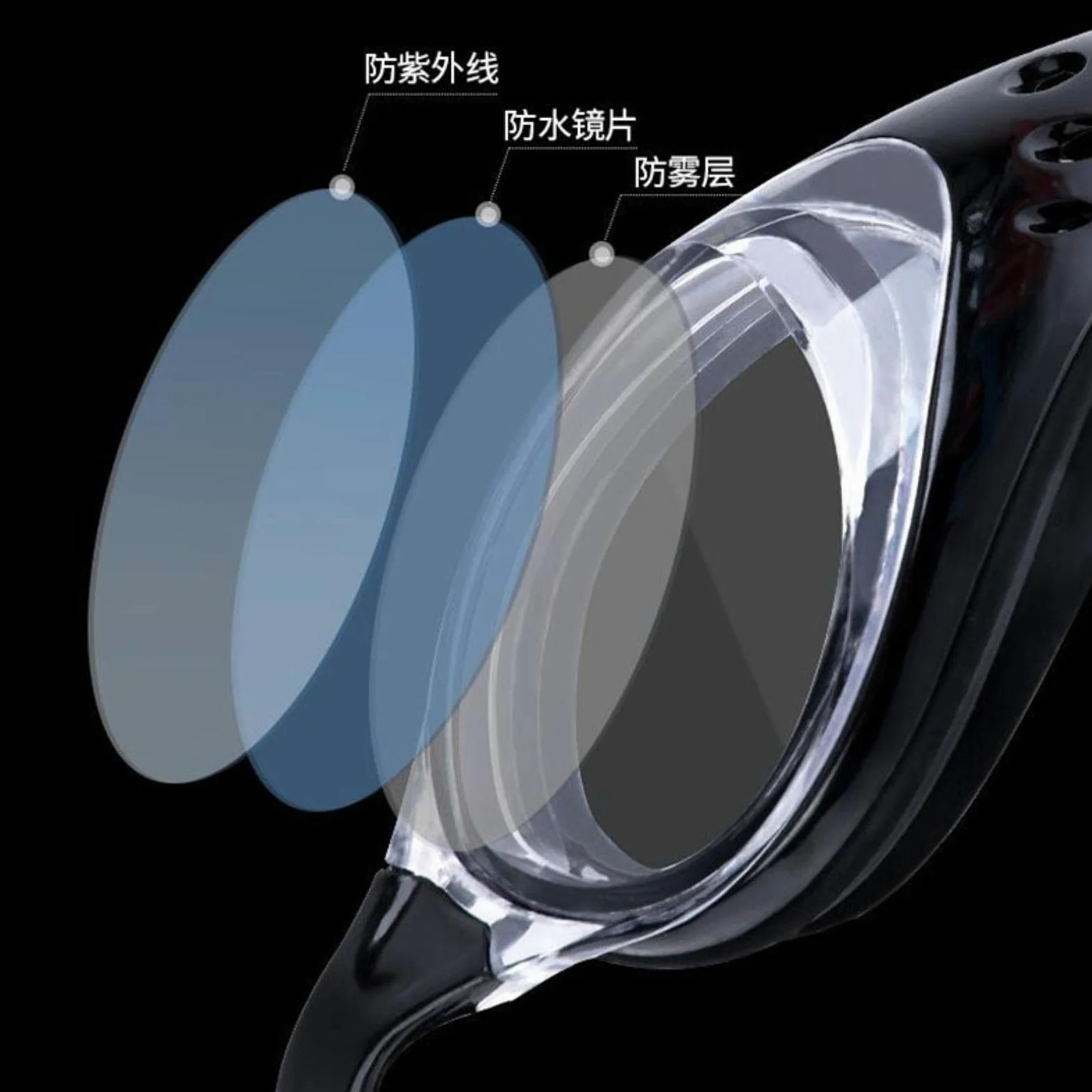 Gafas de natación. Gafas de natación Profesionales antivaho, UV, Ajustables, for Hombres y Mujeres, Impermeables, de Silicona, for Buceo en Piscina, Gafas for Adultos(Clear Black White)