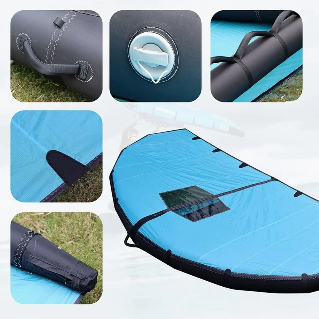 Cometa De Ala De Aluminio, Cometa De Kitesurf De Ala Inflable De Mano For Surf En La Nieve, Surf De Esquí Y Tiene Una Mochila, Correa De Surf Y Kit De Reparación, For Adultos Y Niños(Withoutwindow,4m²