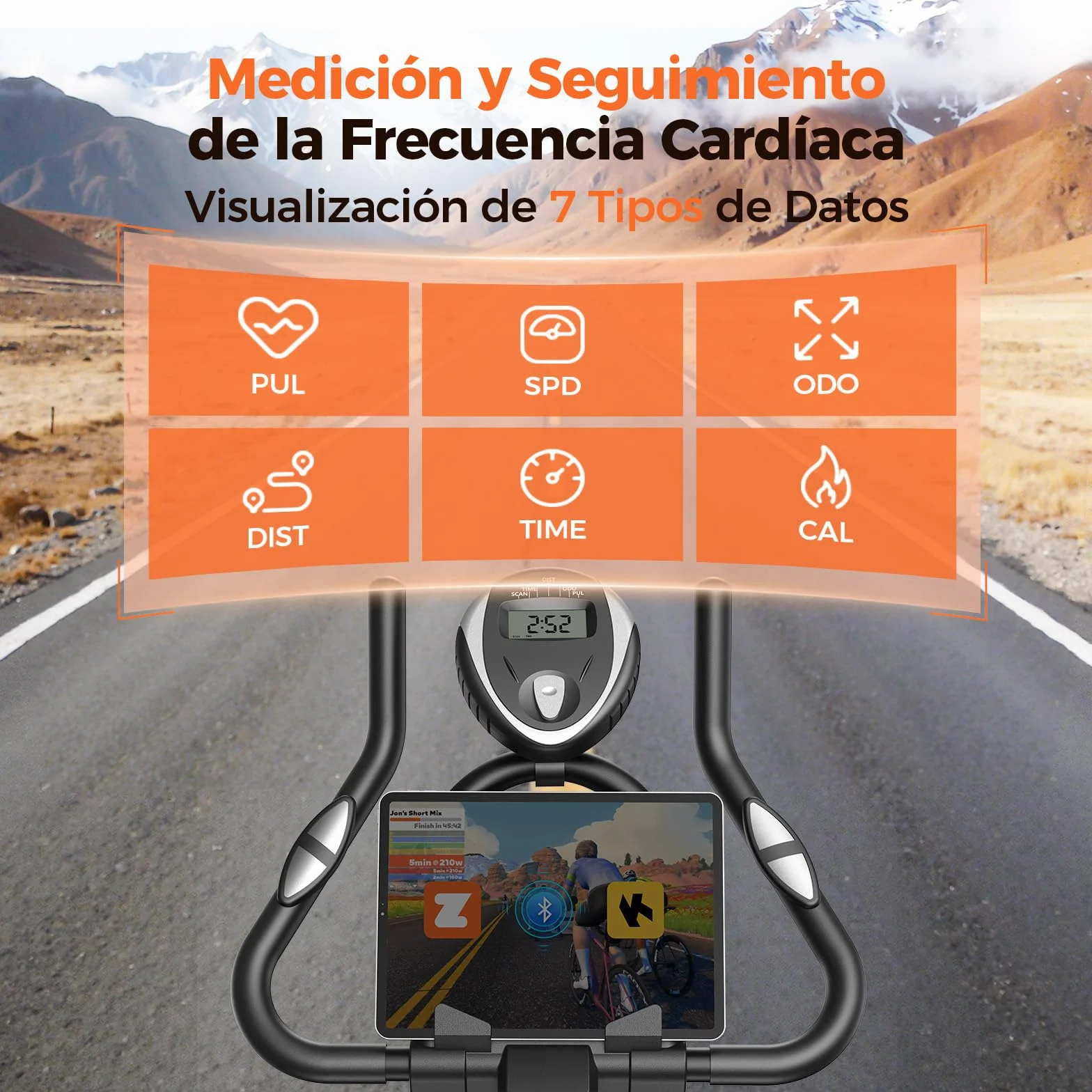 YOSUDA Bicicleta Estática con Resistencia Magnética Silenciosa, Bicicleta de Spinning con Monitor de LCD y Pulsómetro, Soporte para Tablet, App Exclusiva, Carga Máxima 136 kg
