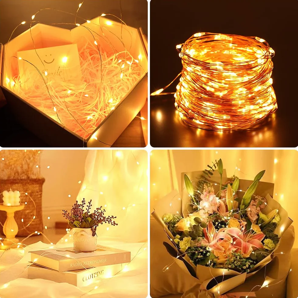 Vicloon Cadena de luces LED USB 10 m 100 LED 2 unidades mando a distancia 8 modos temporizador