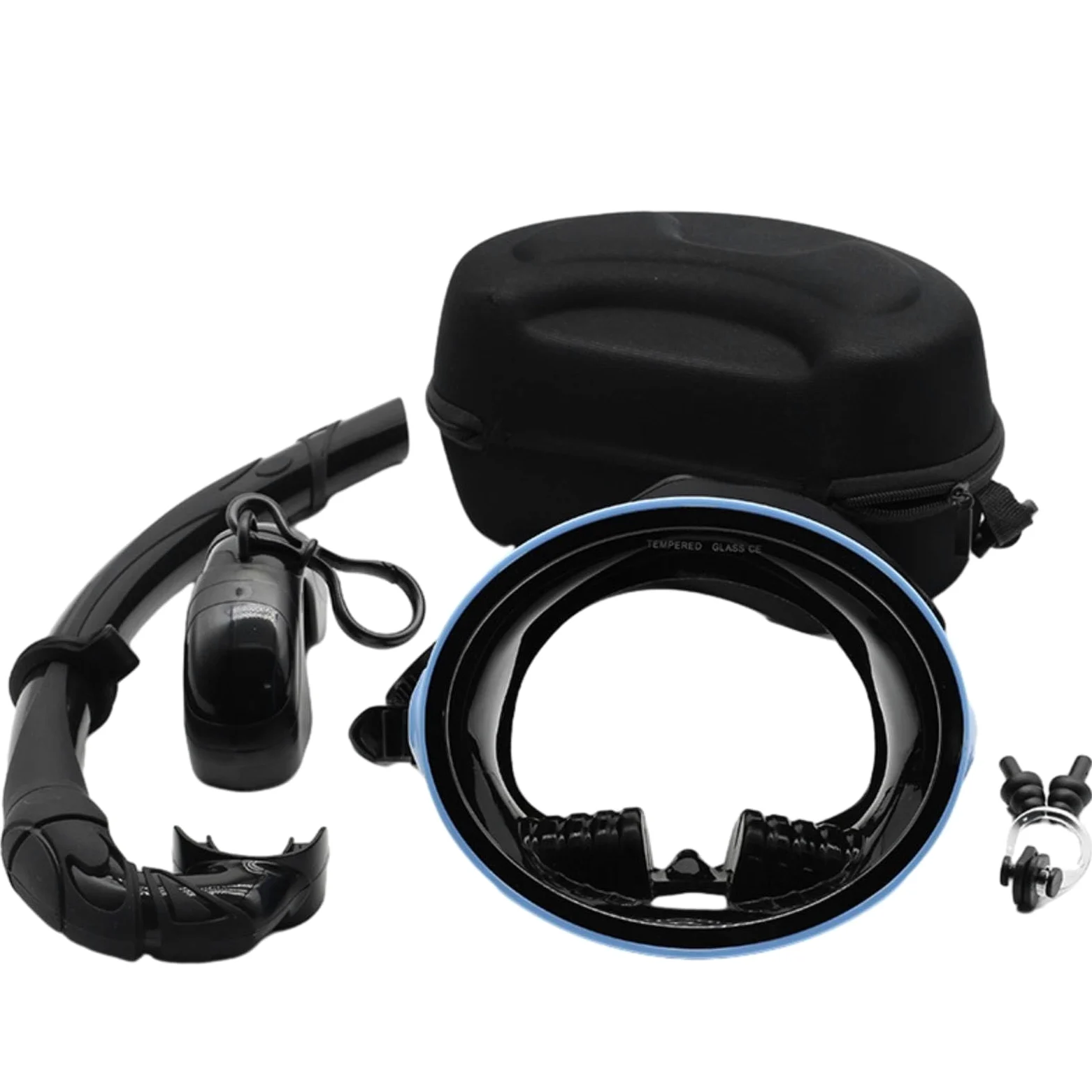 Máscara Snorkel con Estuche sin Fugas Gafas Buceo con Tubo Anti-Niebla Set Acuático para Adultos, Piscina