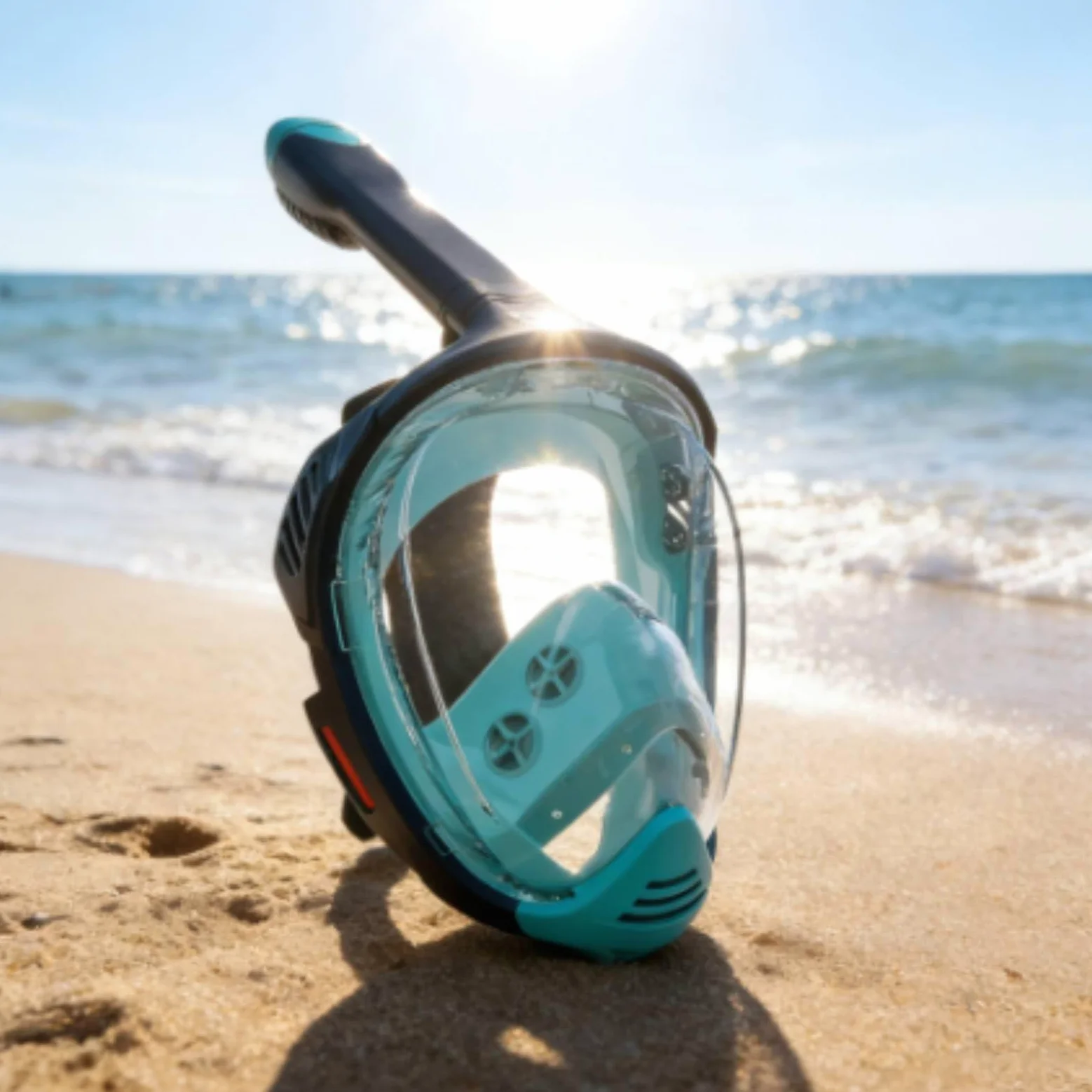 Máscara de Snorkel de Cara Completa Gafas de Buceo de Gran Visión Tubo Seco Lentes PC Plegable Silicona Suave con Comodidad Facial y Montaje Rápido , Negro , M