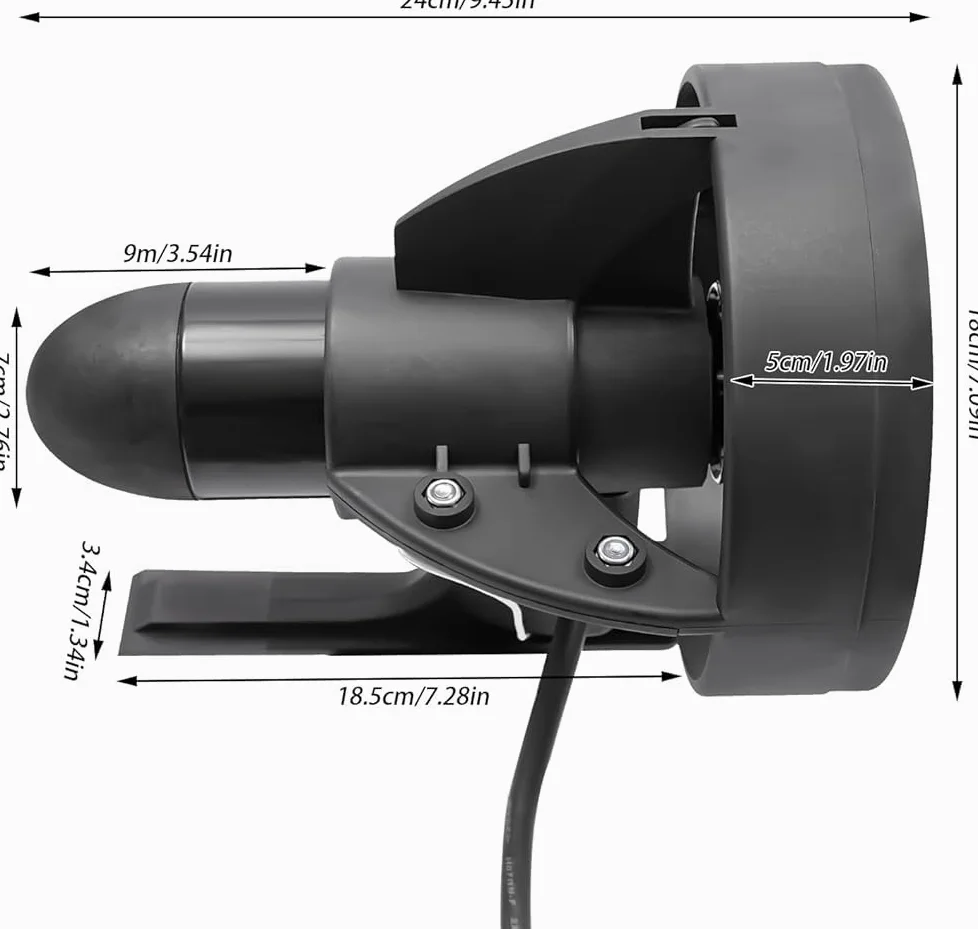 Propulsor de motor sumergible sin escobillas de 288 W impermeable – Sistema de propulsión por chorro 4-5 km/h para kayaks, botes inflables, tablas de pádel y manualidades marinas