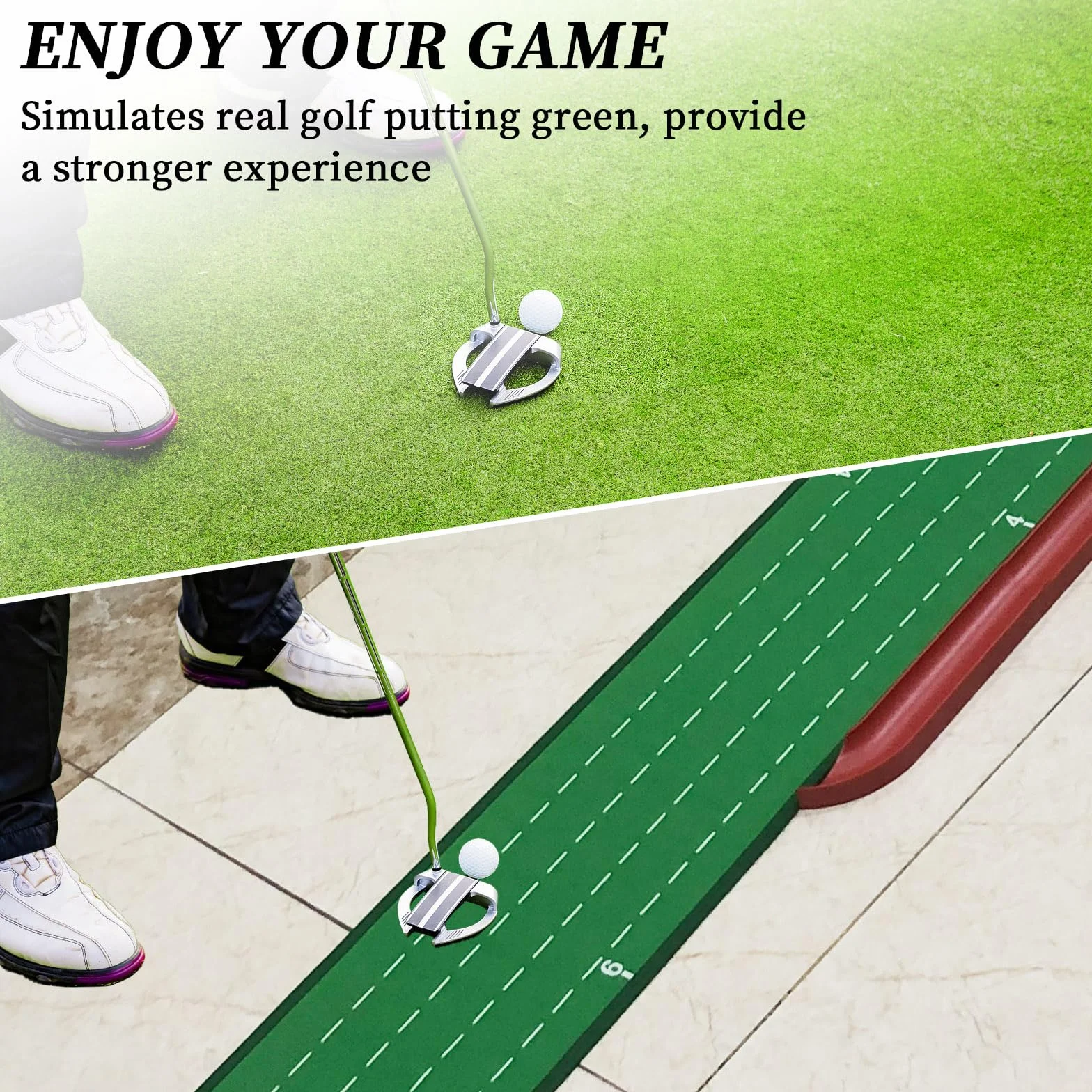CRESTGOLF Alfombra Putting Golf,Retorno automática Alfombra Golf/Alfombras de práctica para Exterior