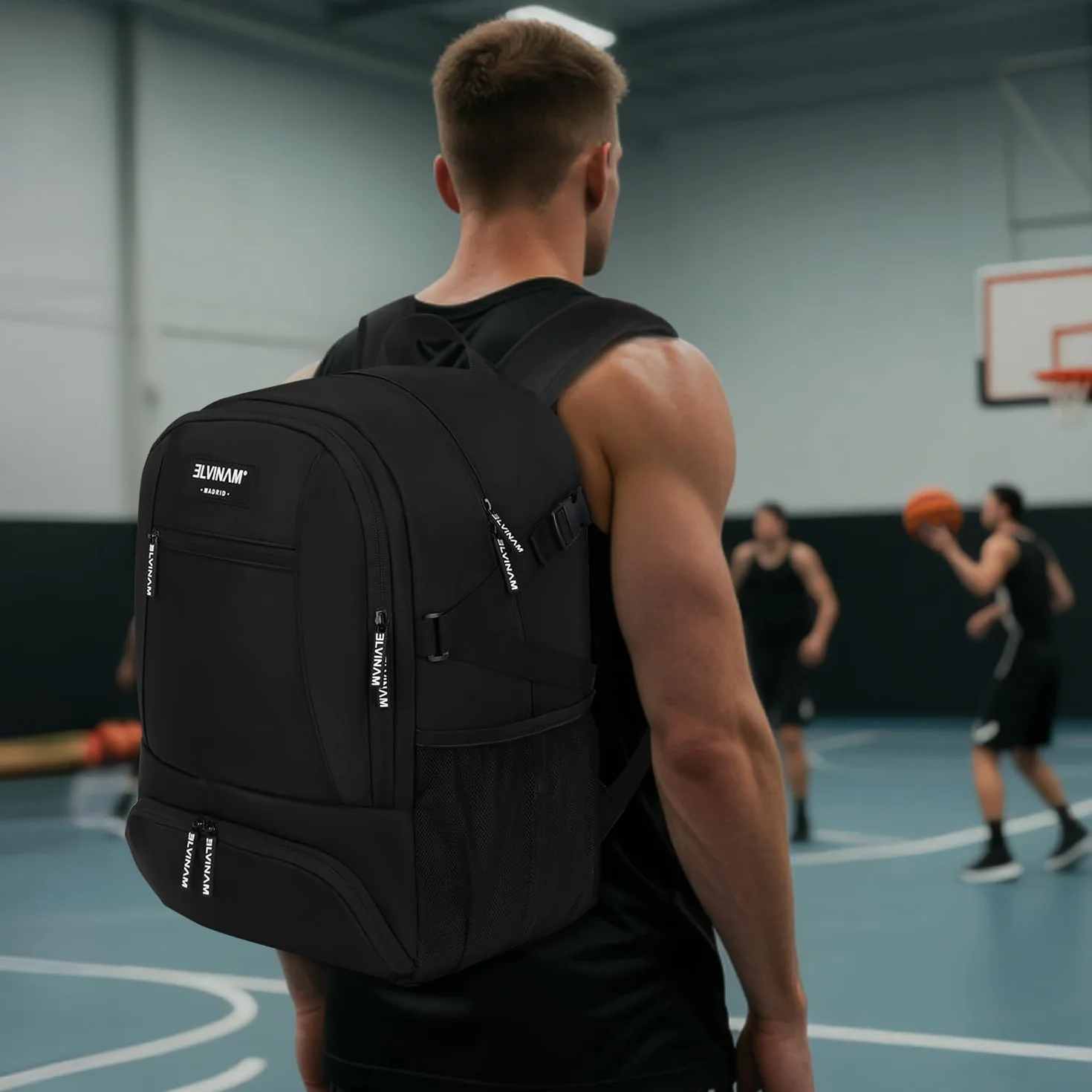 Mochila Baloncesto Impermeable Grande con Compartimento para Balón y Zapatillas