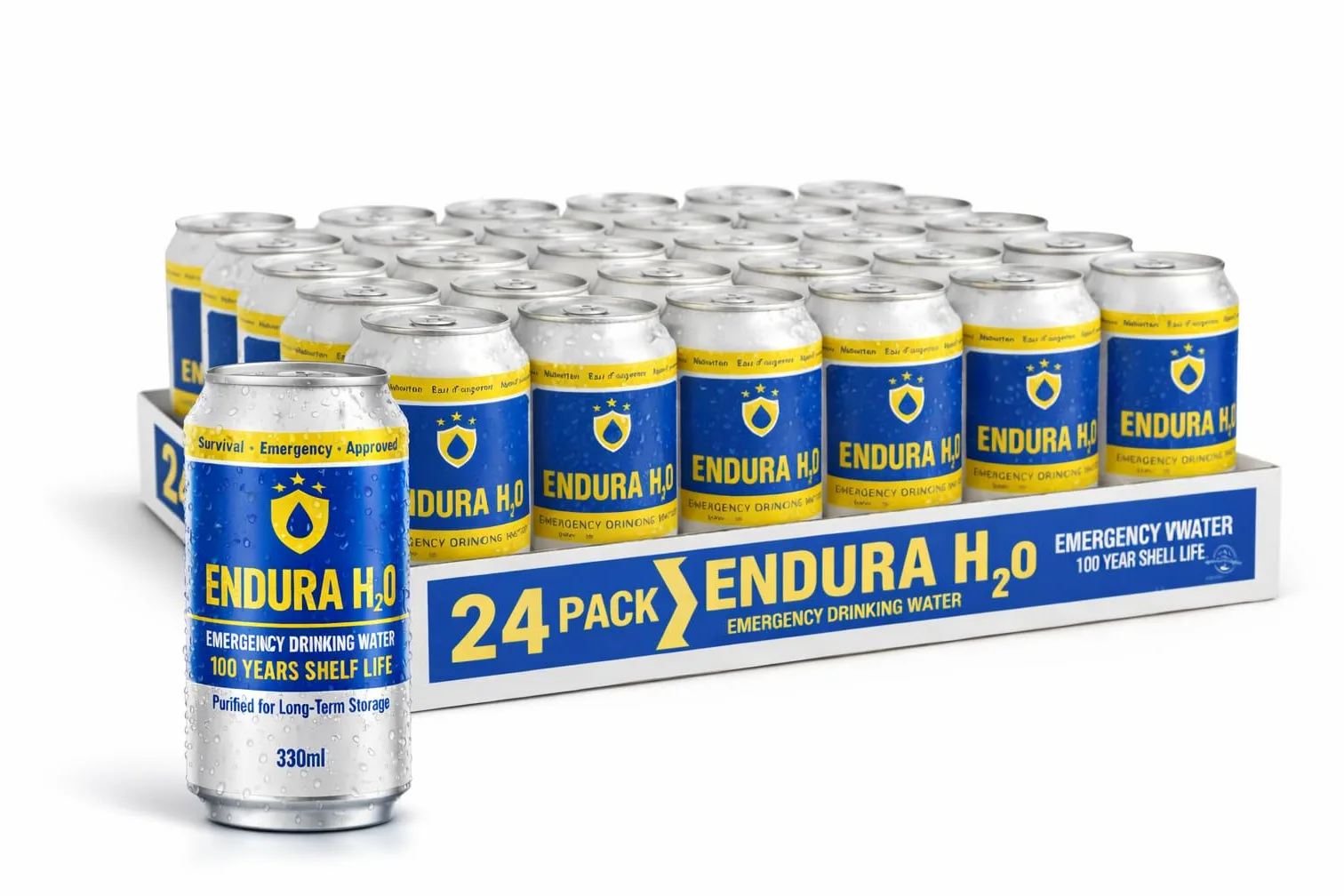 Agua Potable de Emergencia en Latas – Pack de 24 | Conservación hasta 100 años – Endura