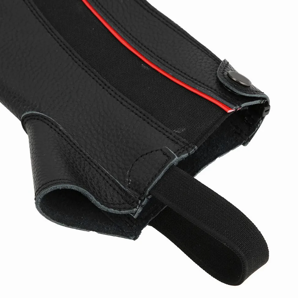 Polainas ecuestres para Montar a Caballo, Polainas Protectoras de Cuero sintético, Medio Chap, Color Negro, 2 uds.