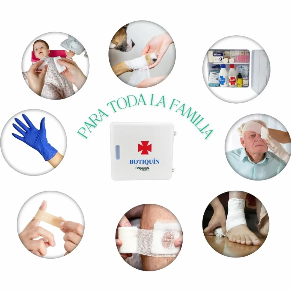 Pharma Botiquin Armario de pared Primeros Auxilios para Hogar Trabajo Casa Oficina con Guantes Vendas Gasas Algodon Tijeras Tiritas