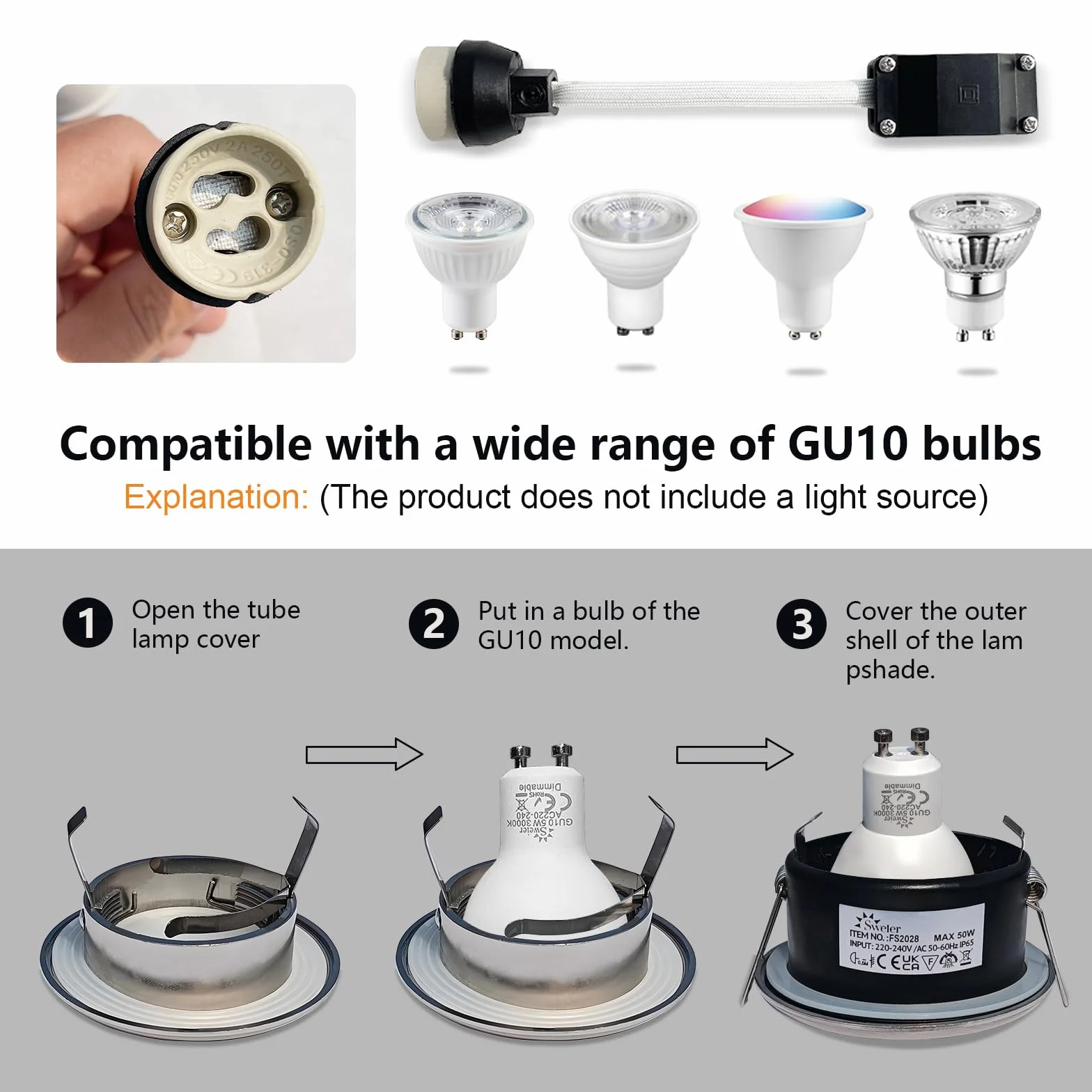 Focos Empotrables LED Impermeables IP65 Base GU10 Aluminio Fundado ACD12 Níquel Satinado Corte 68 mm 1 Pieza