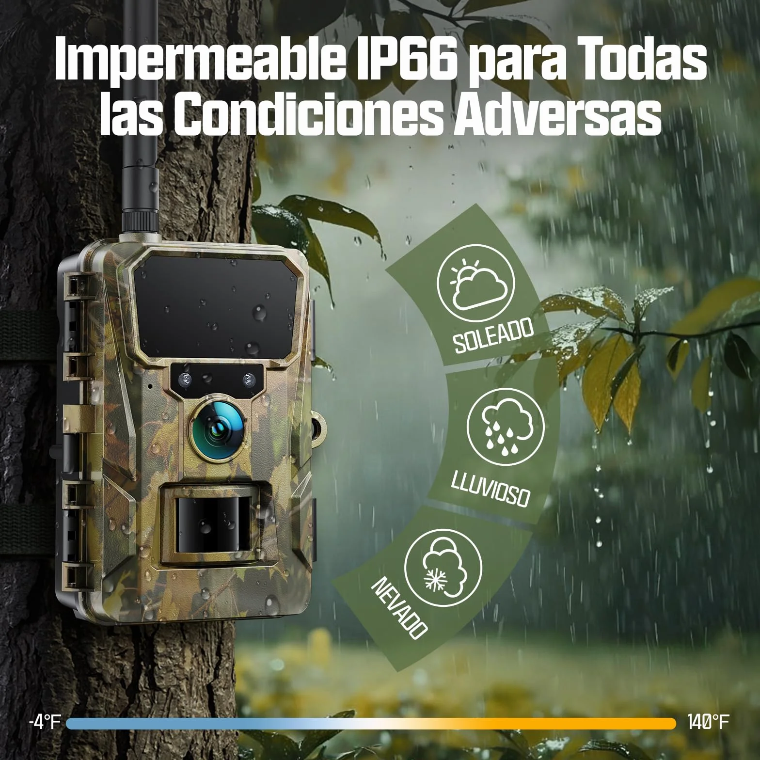 CEYOMUR 4G LTE Cámara Caza 2K 48MP Visión Nocturna Activación por Movimiento Control App IP66