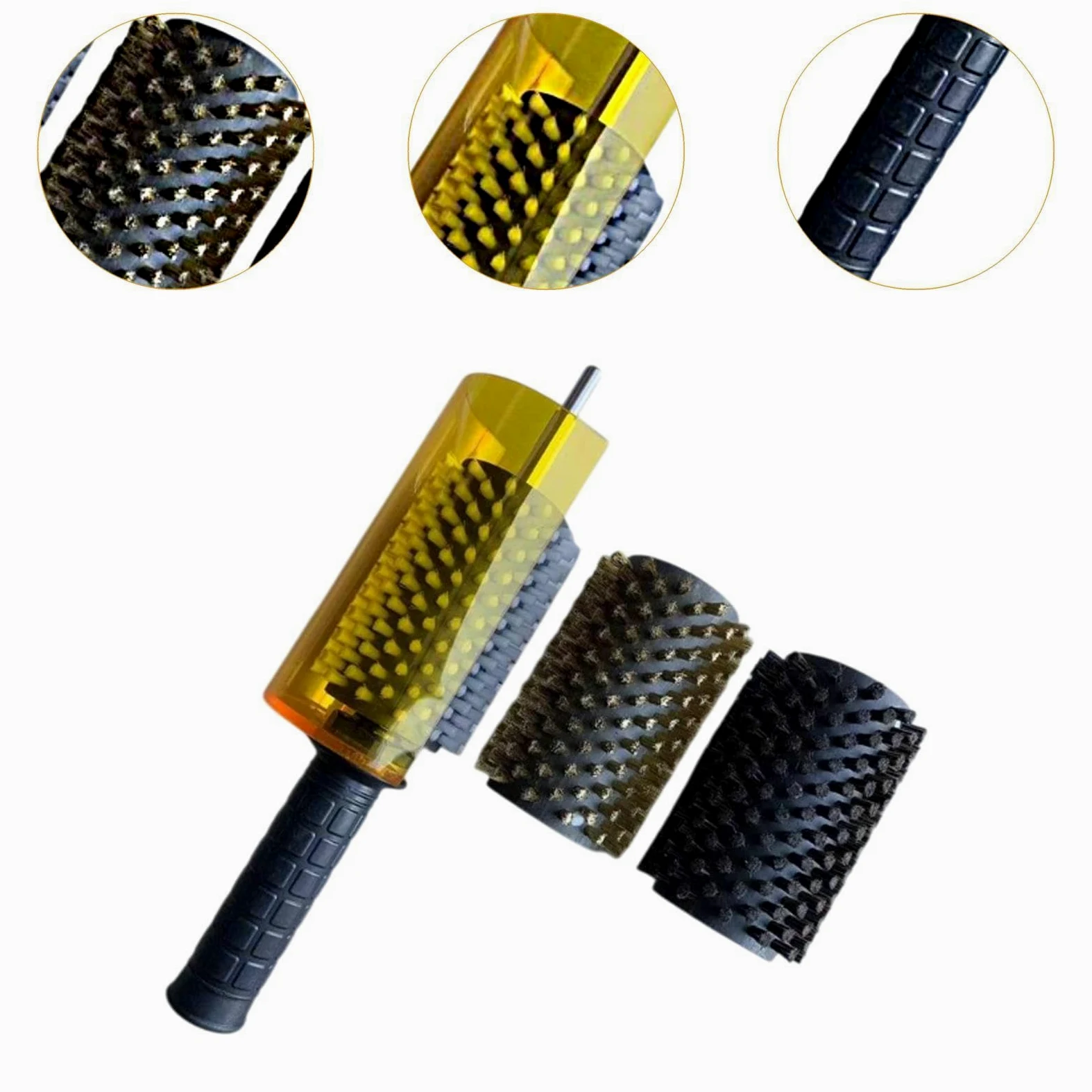 TISHITA Kit de Cepillos para Cera de Snowboard, de Nailon, Latón Y Crin de Caballo. Cepillos Eficientes para Cera de Esquí.