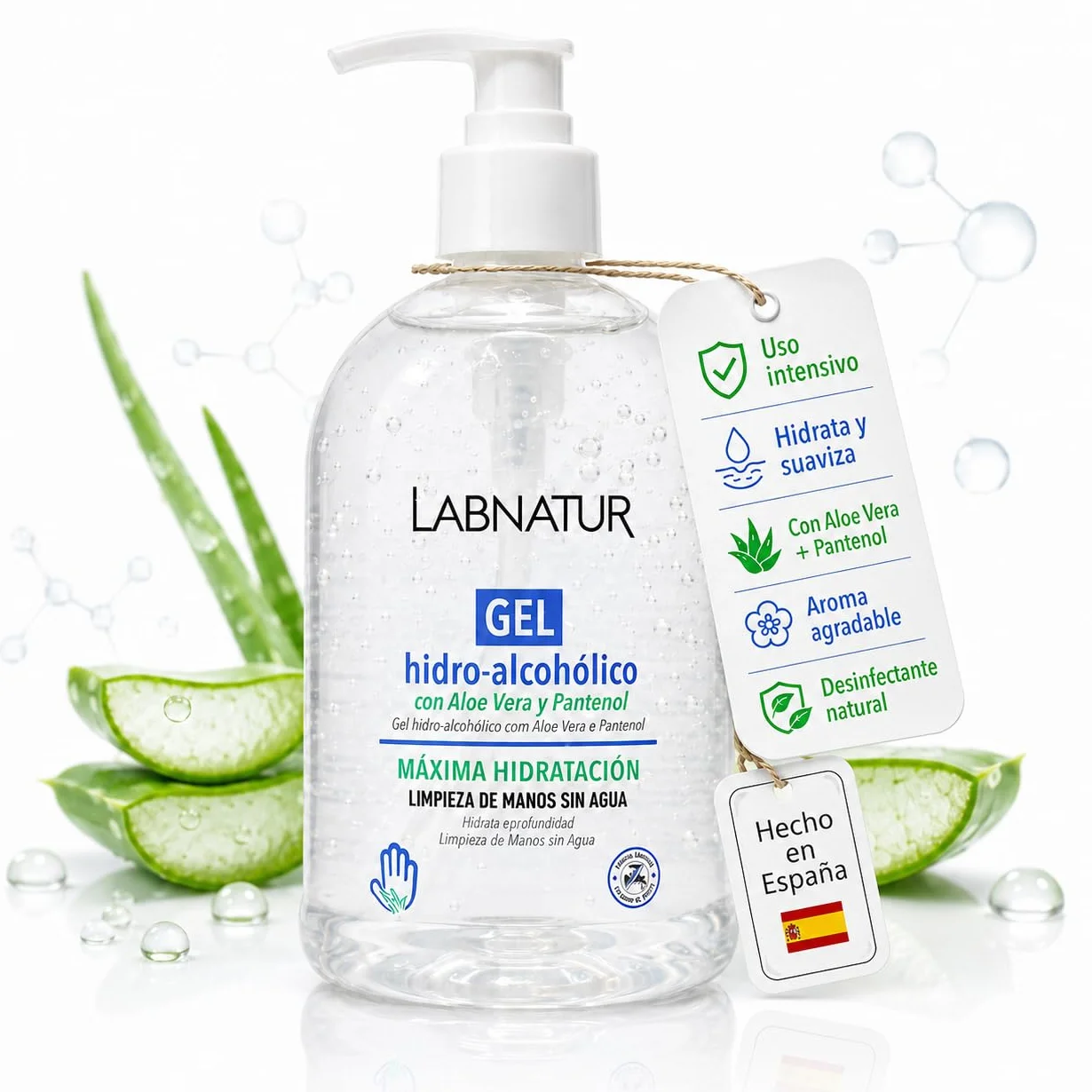 SYS Gel Hidroalcohólico 70% Alcohol con Aloe Vera y Pantenol 500 ml Limpieza de Manos