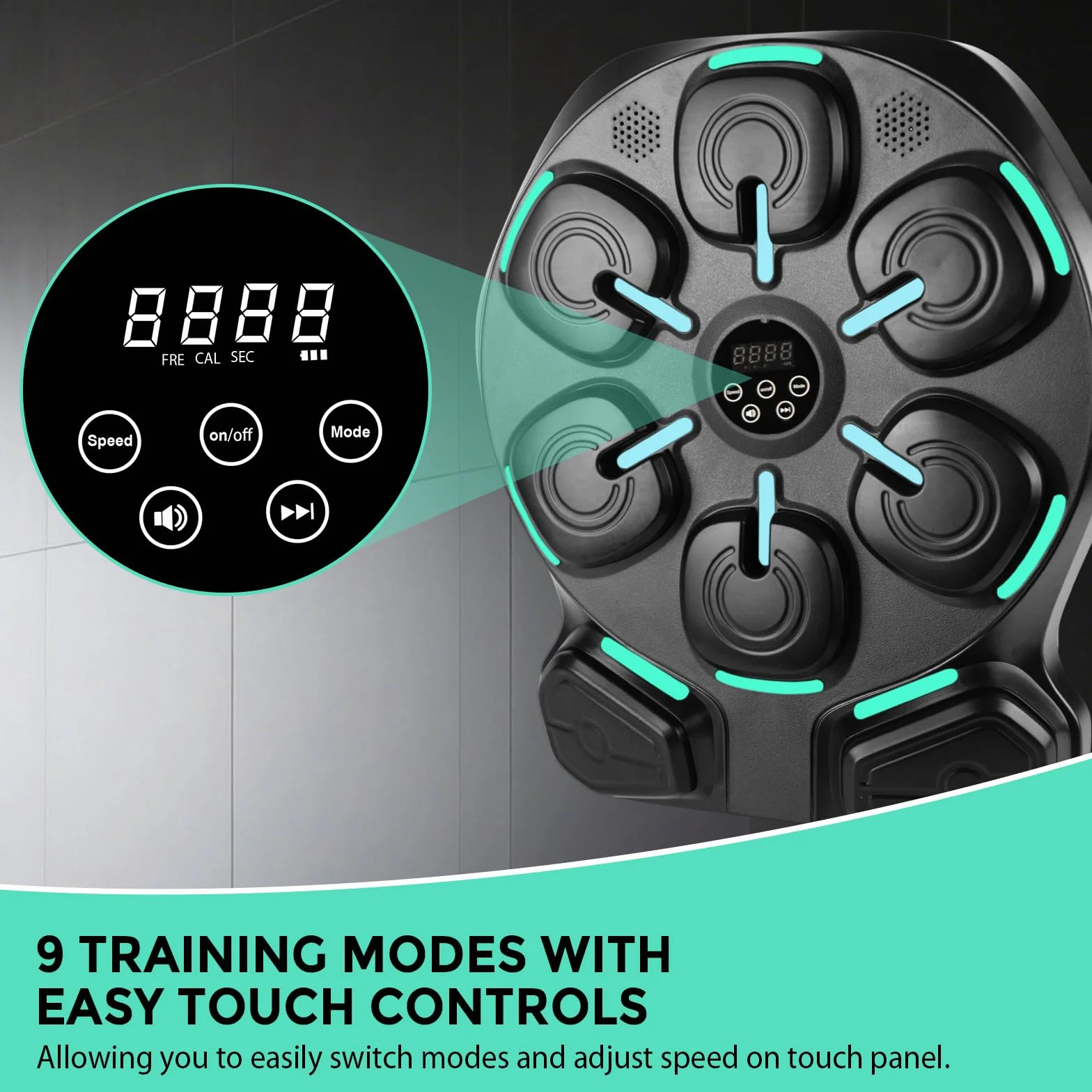 Máquina de Boxeo Musical con Bluetooth, 8 Puntos de Golpeo, 9 Modos de Entrenamiento, 2 Guantes