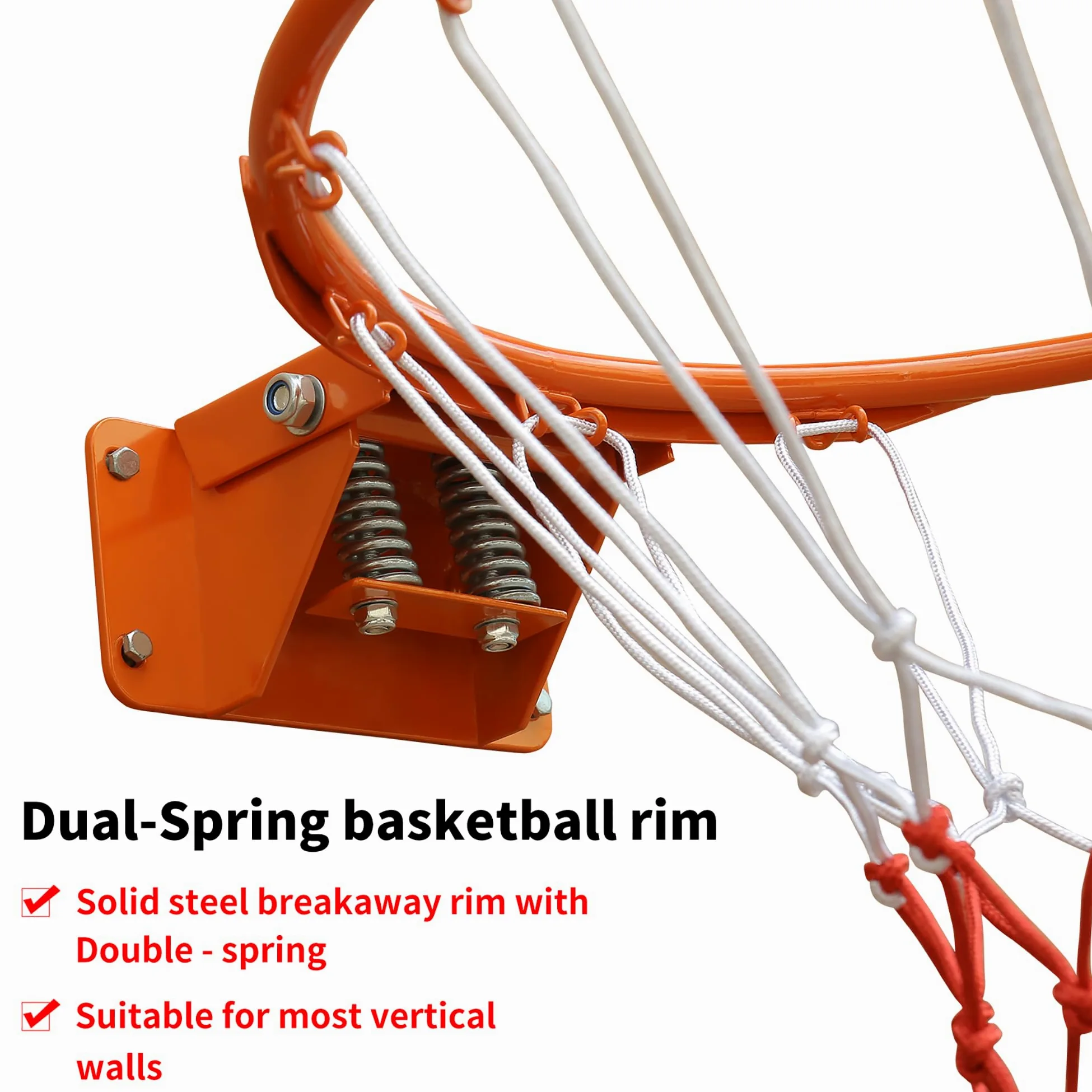 Aro de Baloncesto de Hierro con Red, Exterior e Interior, Naranja, 45cm