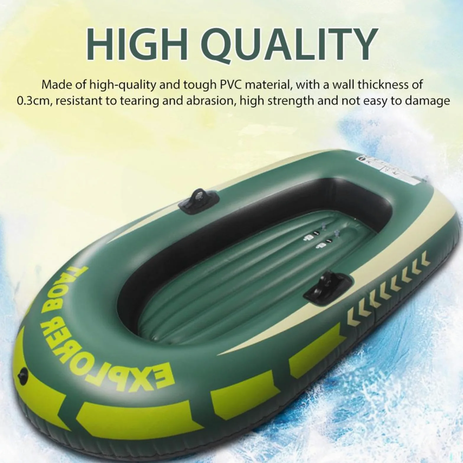 Kayak/canoa inflable 1-2 plazas PVC resistente - Barco Plegable Soportes Paletas |, Lago, Playa, Camping, Fácil transporte