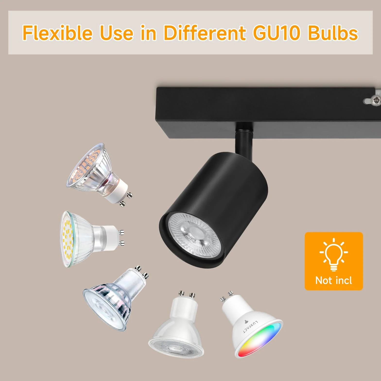 Lámpara de Techo 2 Focos Giratorios GU10, Lámpara de Pared LED Negro Ajustable, Iluminación Interior Dormitorio Pasillo Cocina