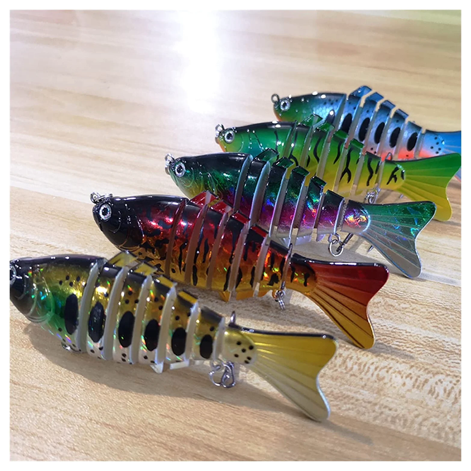 Señuelos Pesca Wobblers Pesca señuelos Artificiales Secciones Multi articuladas Artificiales Cebo Duro Trolling Herramientas de Pesca de Carpa 5PCS Cebo Artificial